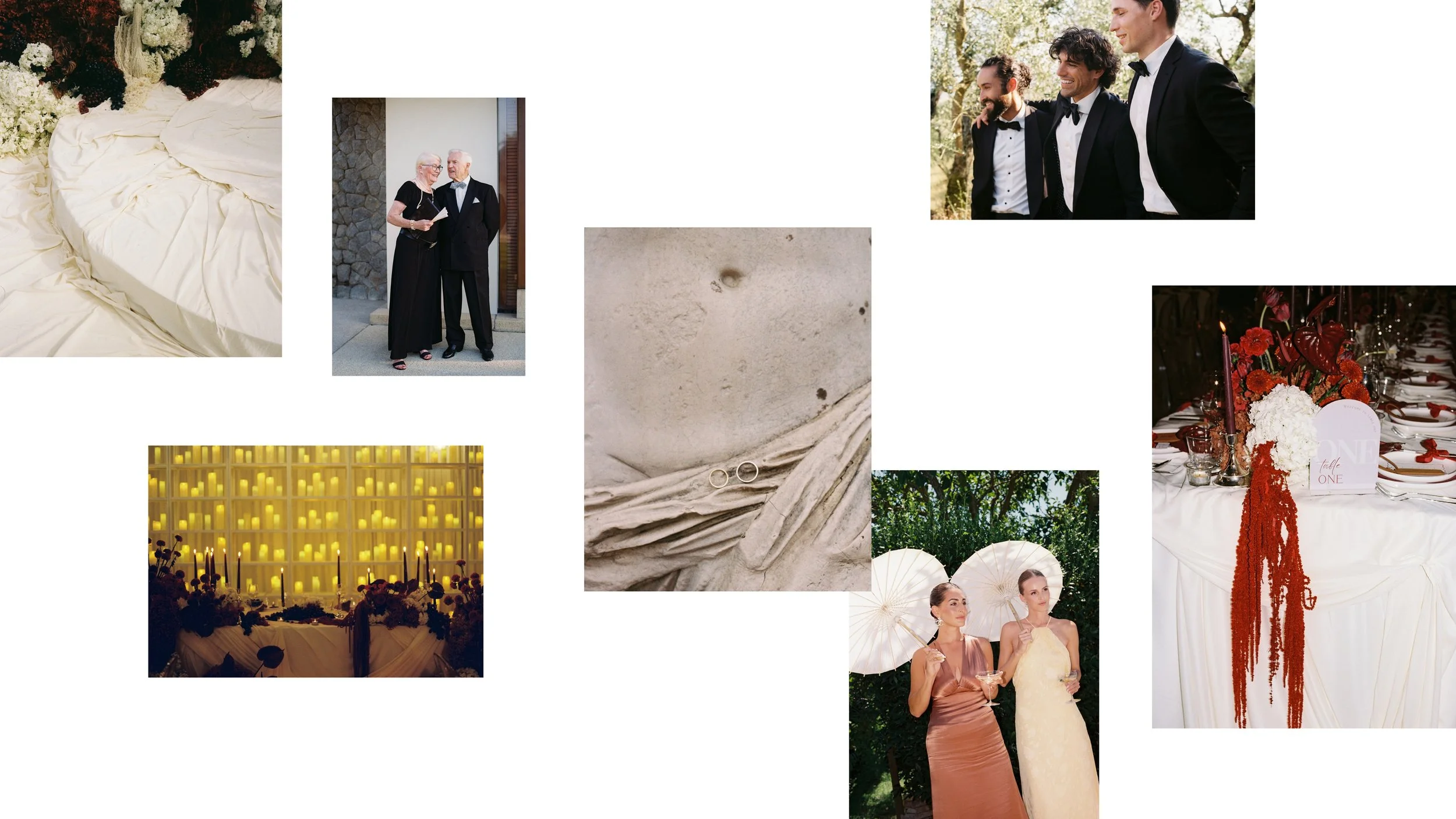 collage of stunning film wedding photography