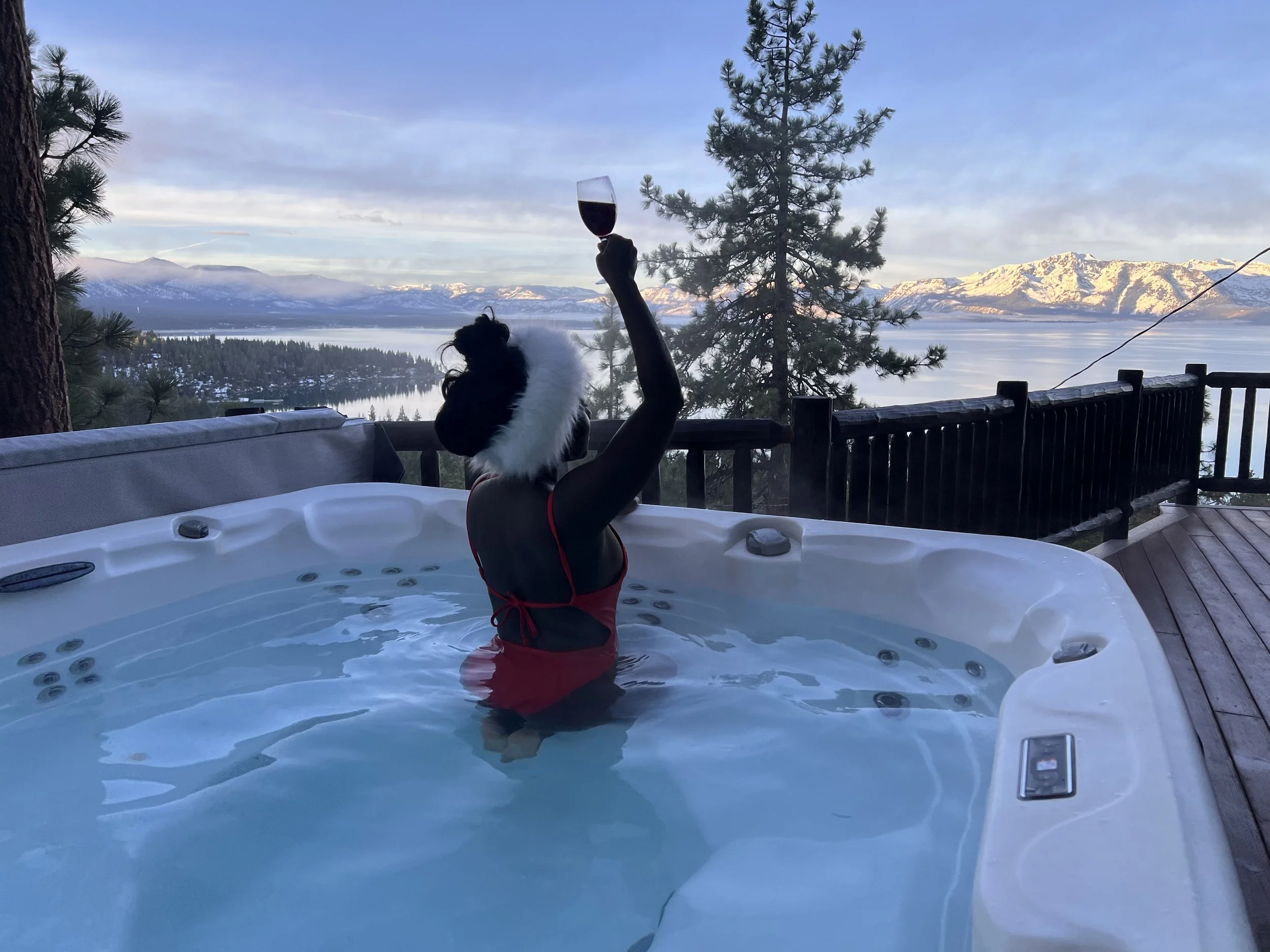 Private hot tub with Lake Tahoe views South Lake Tahoe Airbnb cabin