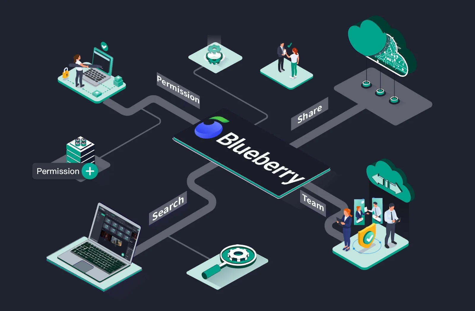 Bluerry DAM solutions allows sharing of files.