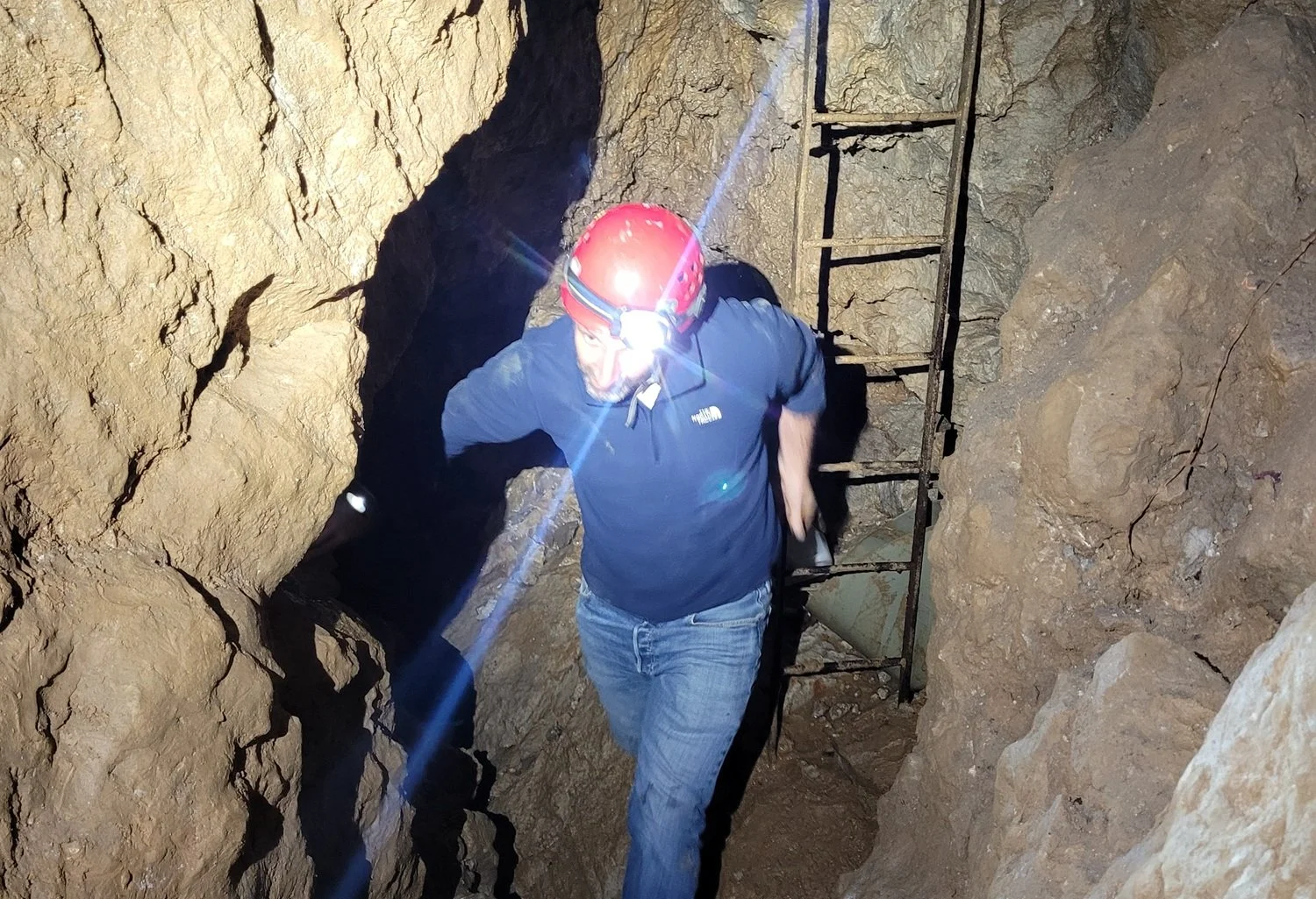 Exploring a hole in the floor!