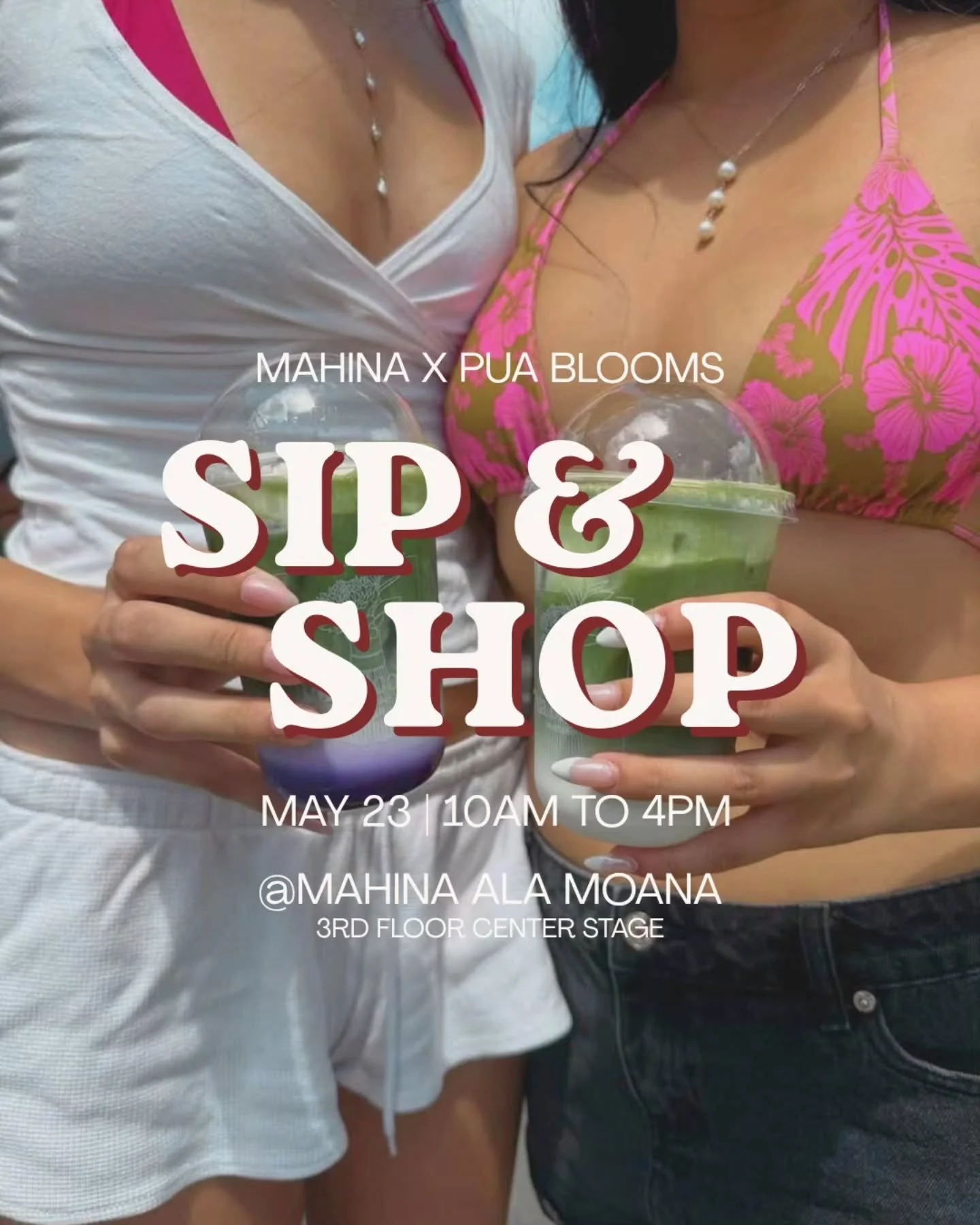 Matcha &amp; shopping? Say less 😌 
This Saturday, Pua Blooms will be popping up at Mahina Ala Moana, so tag your bestie and make it a ✨️gals day✨️

⏰️ May 23rd Saturday, 10am to 4pm
📍Mahina, 3rd floor center stage @alamoanacenter
@shopmahina @mahin