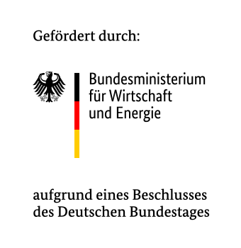 Text in German with the eagle emblem, stating 'Sponsored by: Federal Ministry for Economy and Energy, based on a resolution of the German Bundestag'.