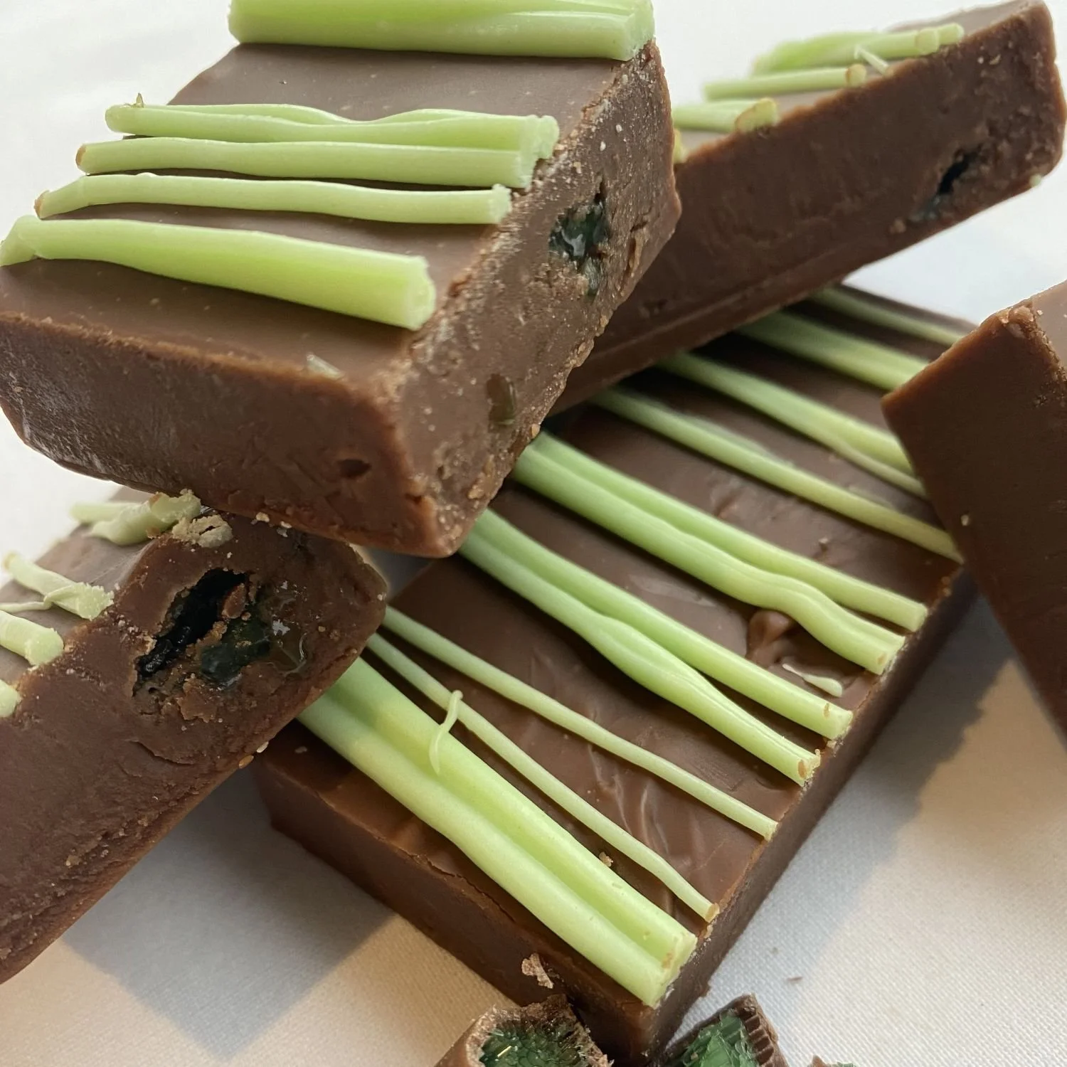 Handmade Mint Crisp fudge with layers of chocolate and mint flavour