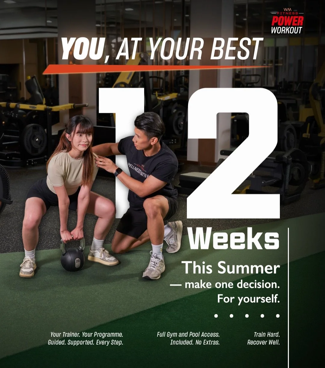 This summer, make one decision for yourself.

The 12-Week Transformation Programme at WM Fitness Power Workout is built around you &mdash; expert coaching, measurable progress, and everything you need to show up and feel your best.

✦ Personalised tr