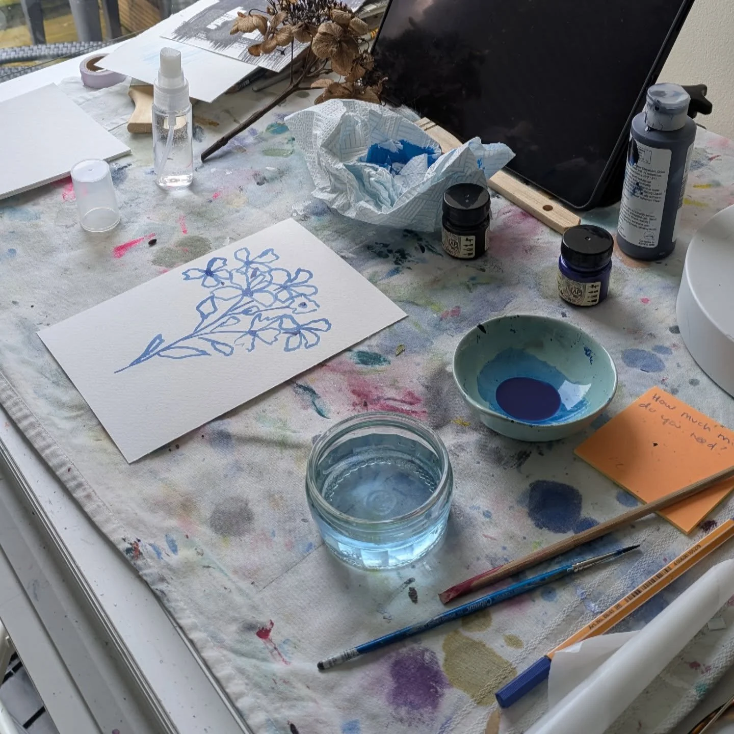 Day 4 - Making bad art. Today I've continued on with some loose flowers but these are more abstract. Here I was playing with tones; More paint, the darker the colour, more water, the lighter it becomes. 
.
.
.
#clairecainart #watercolour #inkyflorals