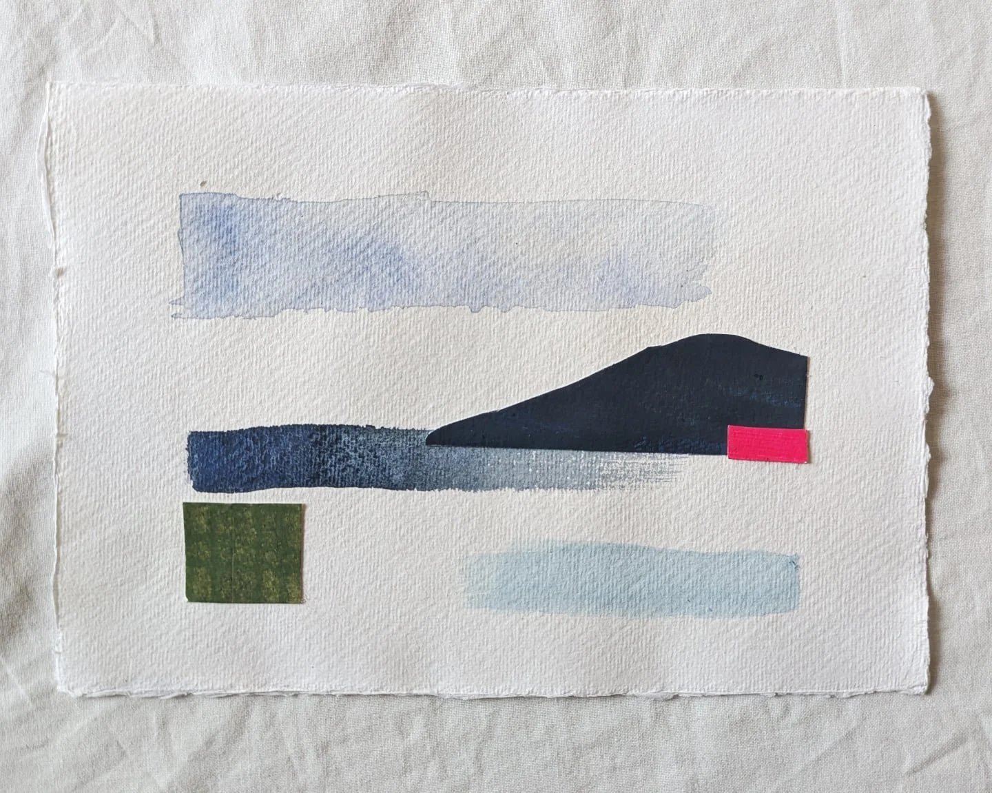 Seven Mile Beach 
Colour study 5
A5
Paper collage on Khadi paper

I've decided to not crop this new batch of collages because the deckled edge is so beautiful. Enjoy. 
.
.
.
#collage #paperseascapes #Australianartist #sevenmilebeach #NeonPink