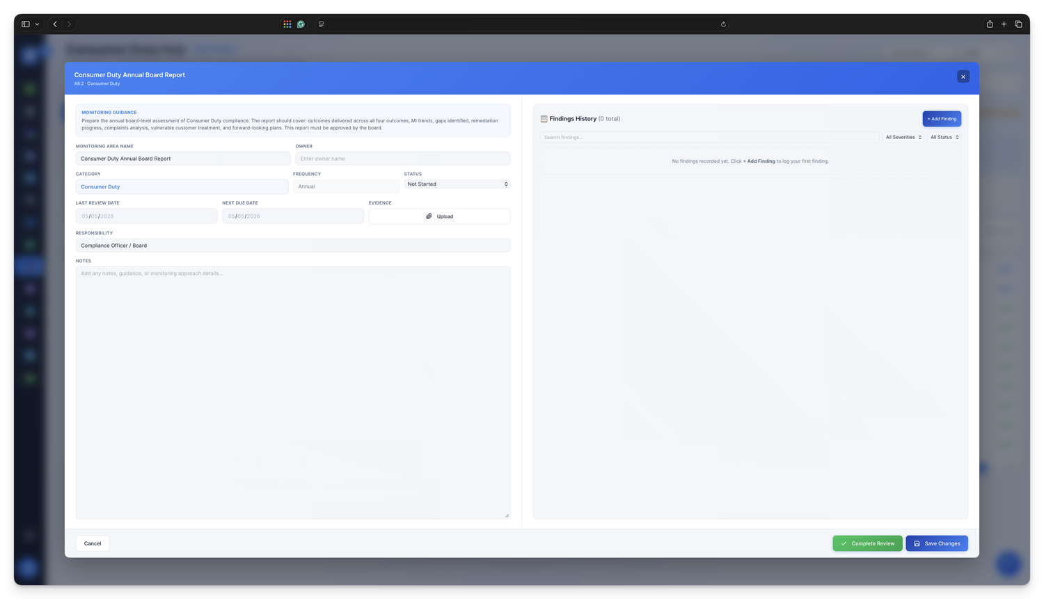 Consumer Duty compliance reviews &mdash; 3LOD and First-Line QA tracking