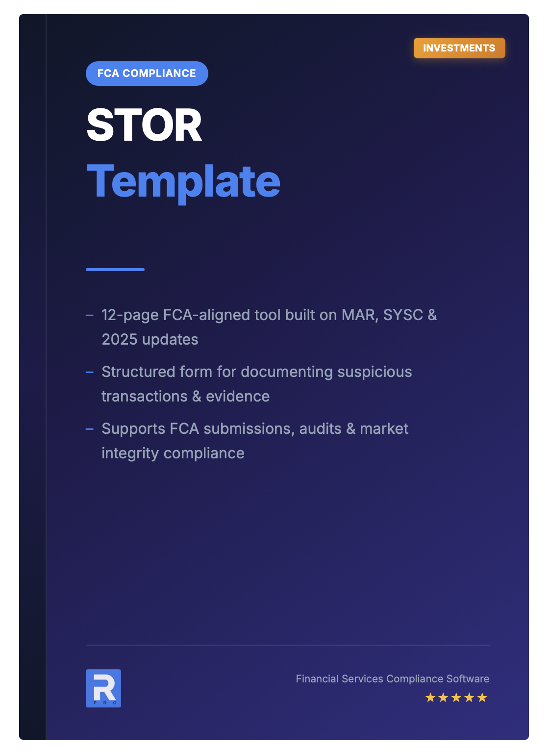 Suspicious Transaction or Order Report (STOR) Template