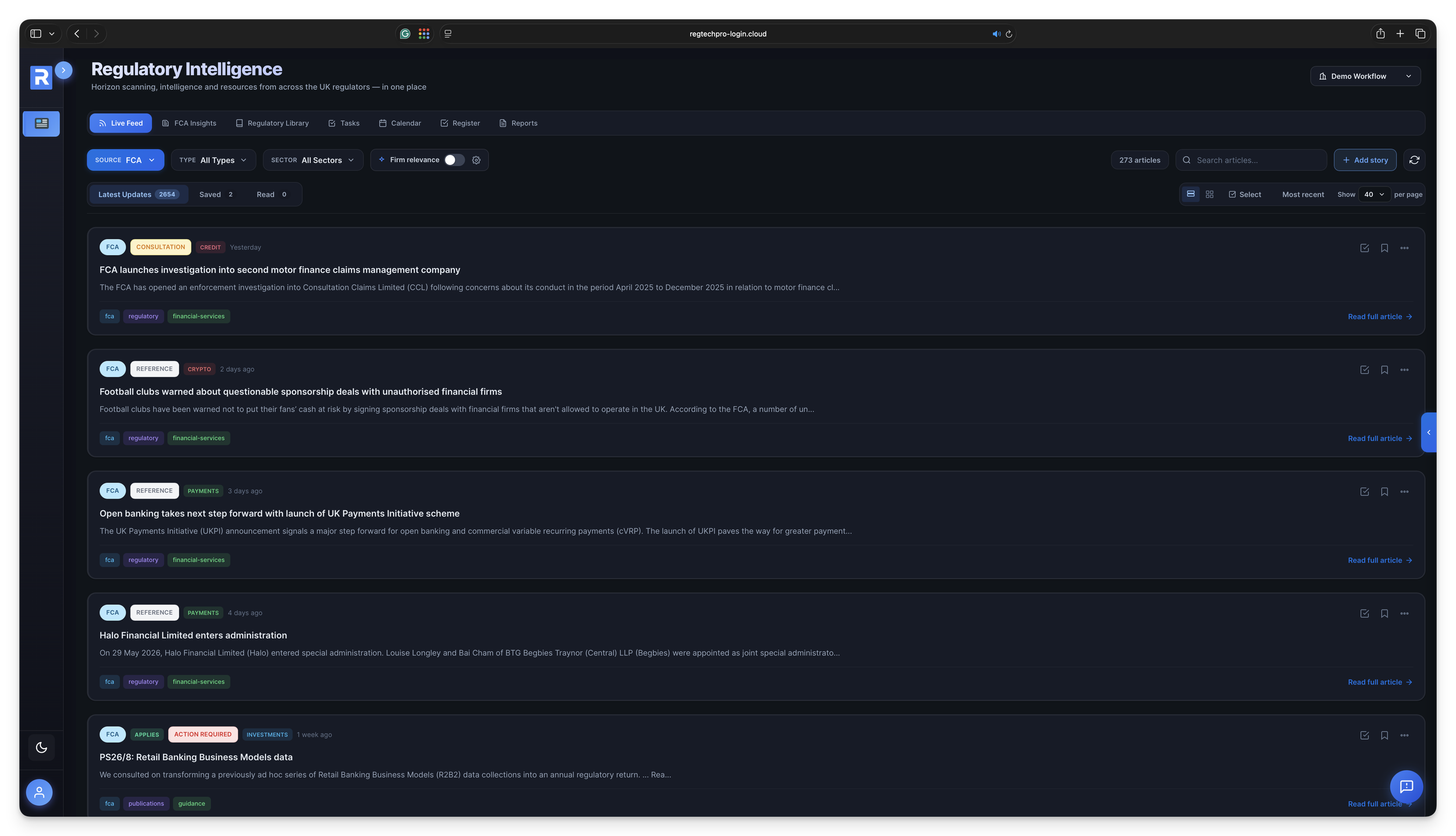 Dark mode — the full module in a dark theme
