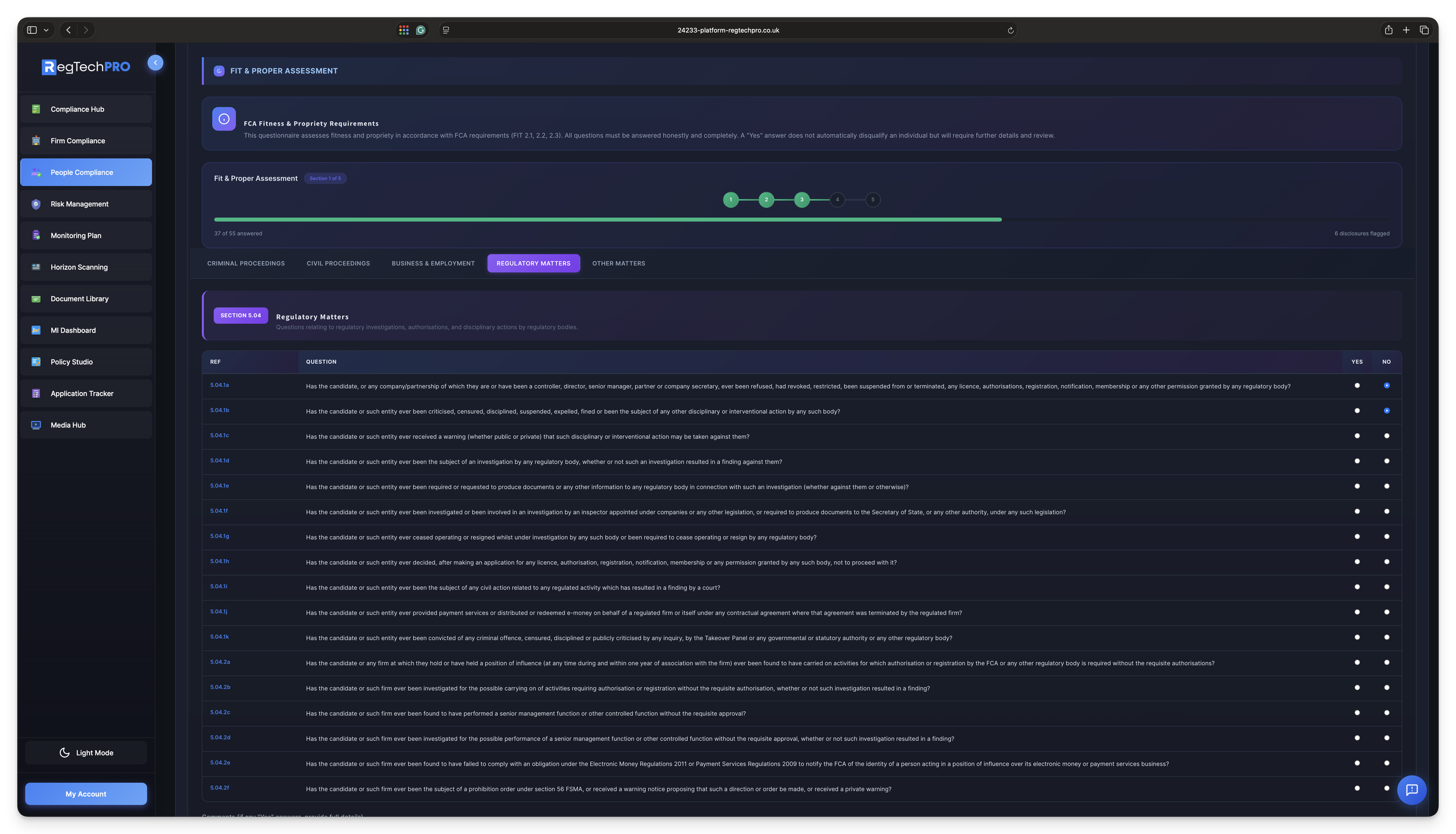 Fit and Proper Declarations