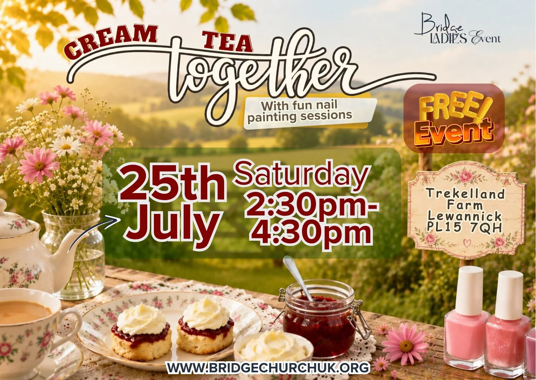 Tomorrow&rsquo;s the day, ladies! 🌸☕

Why not take a couple of hours just for you? Come along, enjoy a delicious cream tea, treat yourself to a complimentary nail painting session, and spend time chatting, laughing and making new friendships.

Every