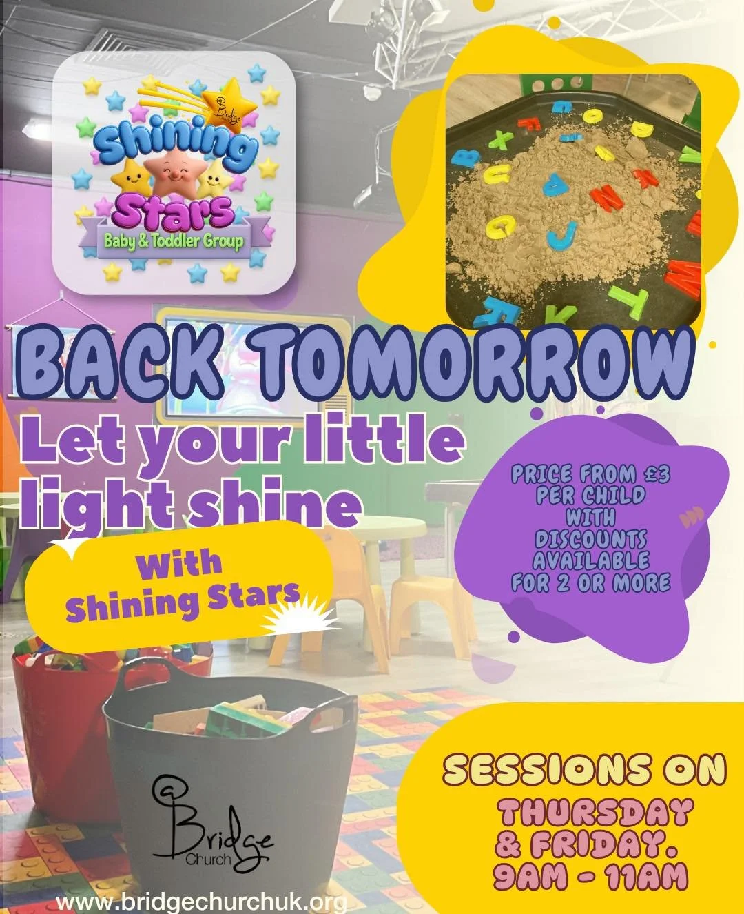 Shining Stars open again Tomorrow and Friday 9am-11am