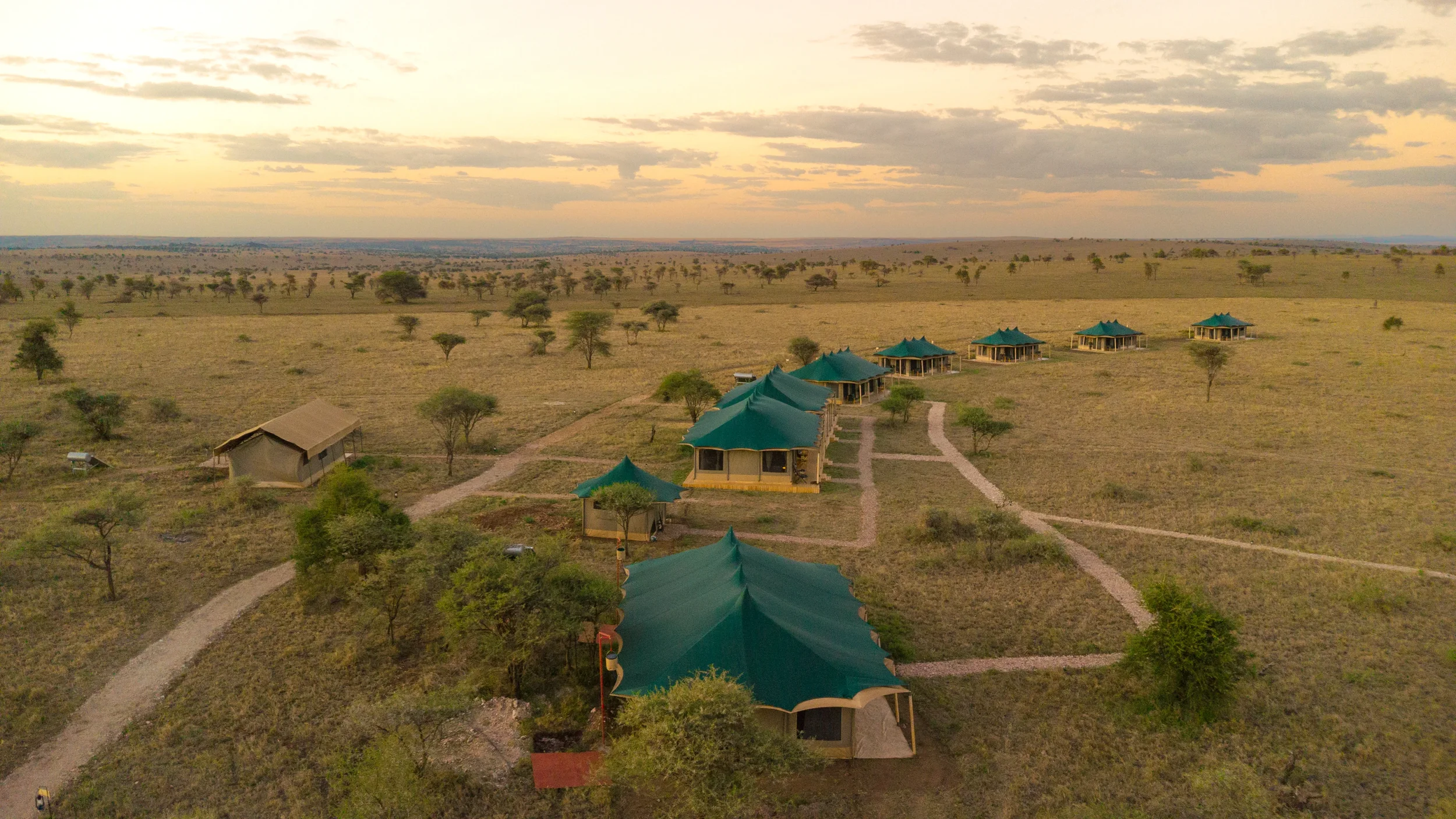 Aerial view of the camp in the Serengeti, Tanzania