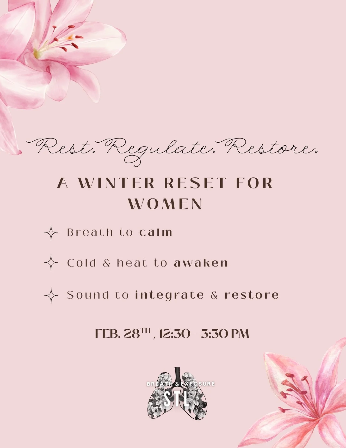 Breath &bull; Fire&nbsp;&nbsp;&bull; Cold &bull; Sound 💗

An intentional afternoon designed to calm the nervous system, reconnect to the body and restore inner balance.

Join Breath &amp; Exposure STL coach Kristyn and sound healing practitioner Kar