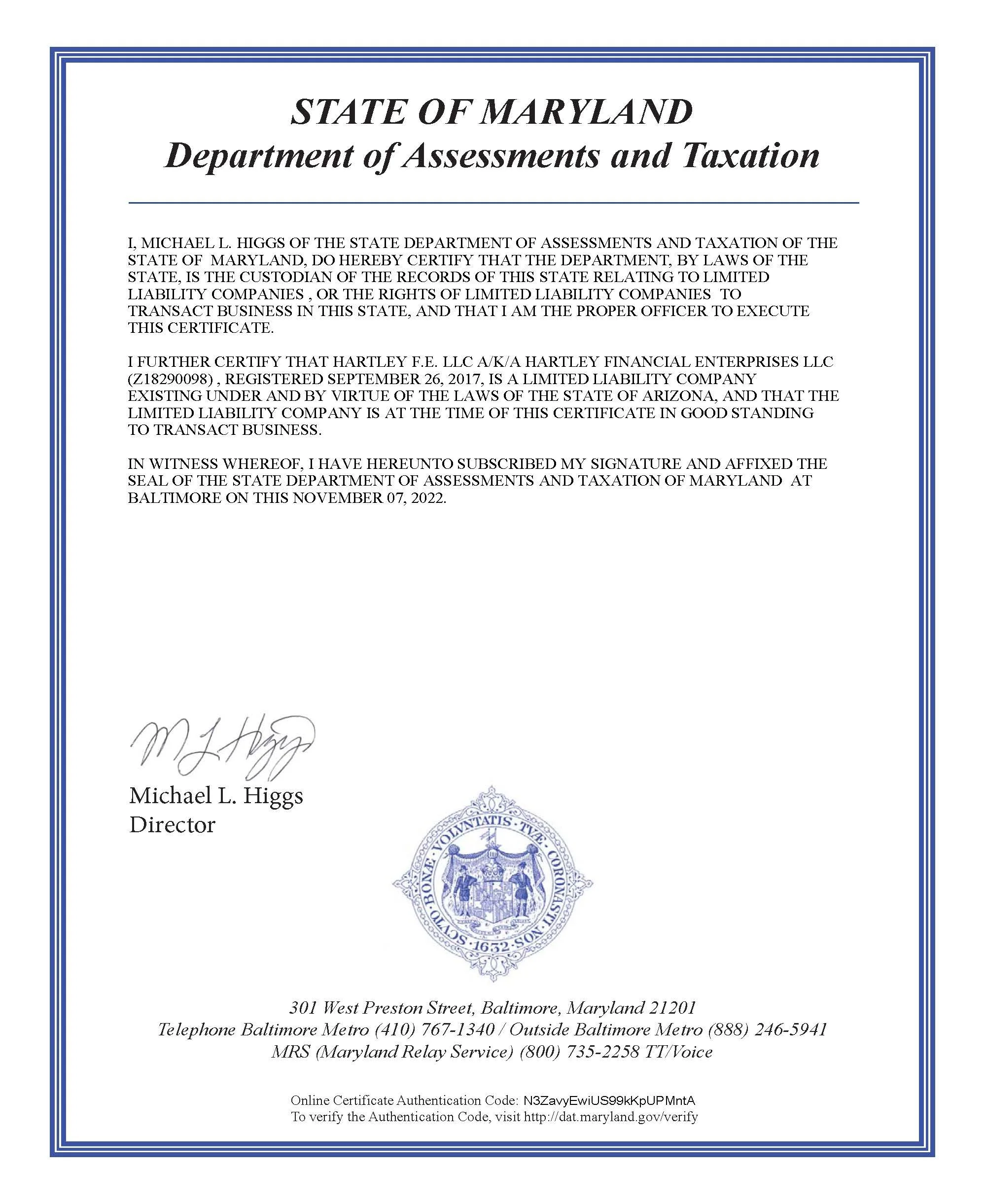 HARTLEY F.E. LLC AKA HARTLEY FINANCIAL ENTERPRISES LLC-Certificate of Status.jpg