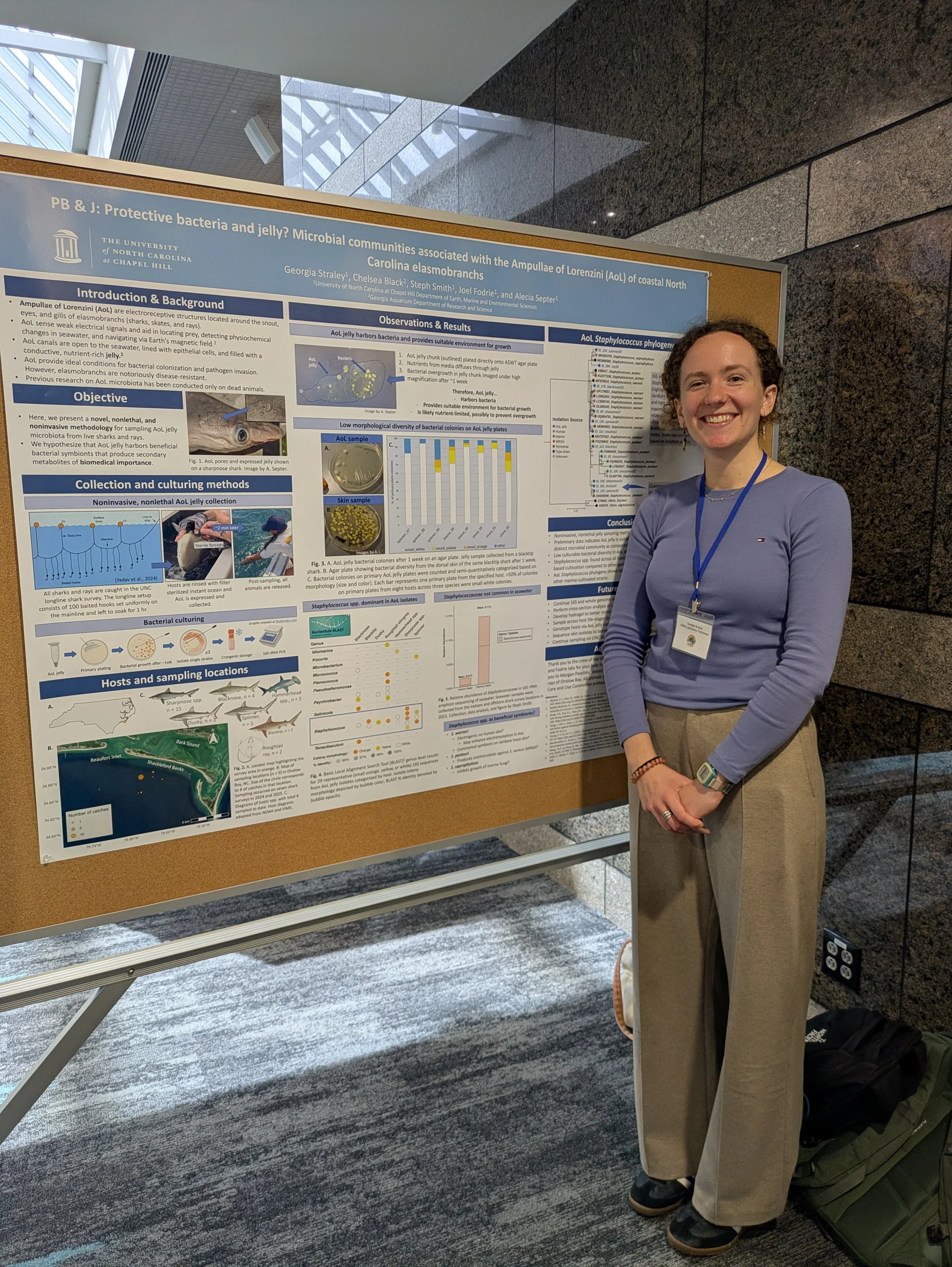 Georgia Straley at her poster at the UNC EMES student research symposium 2026