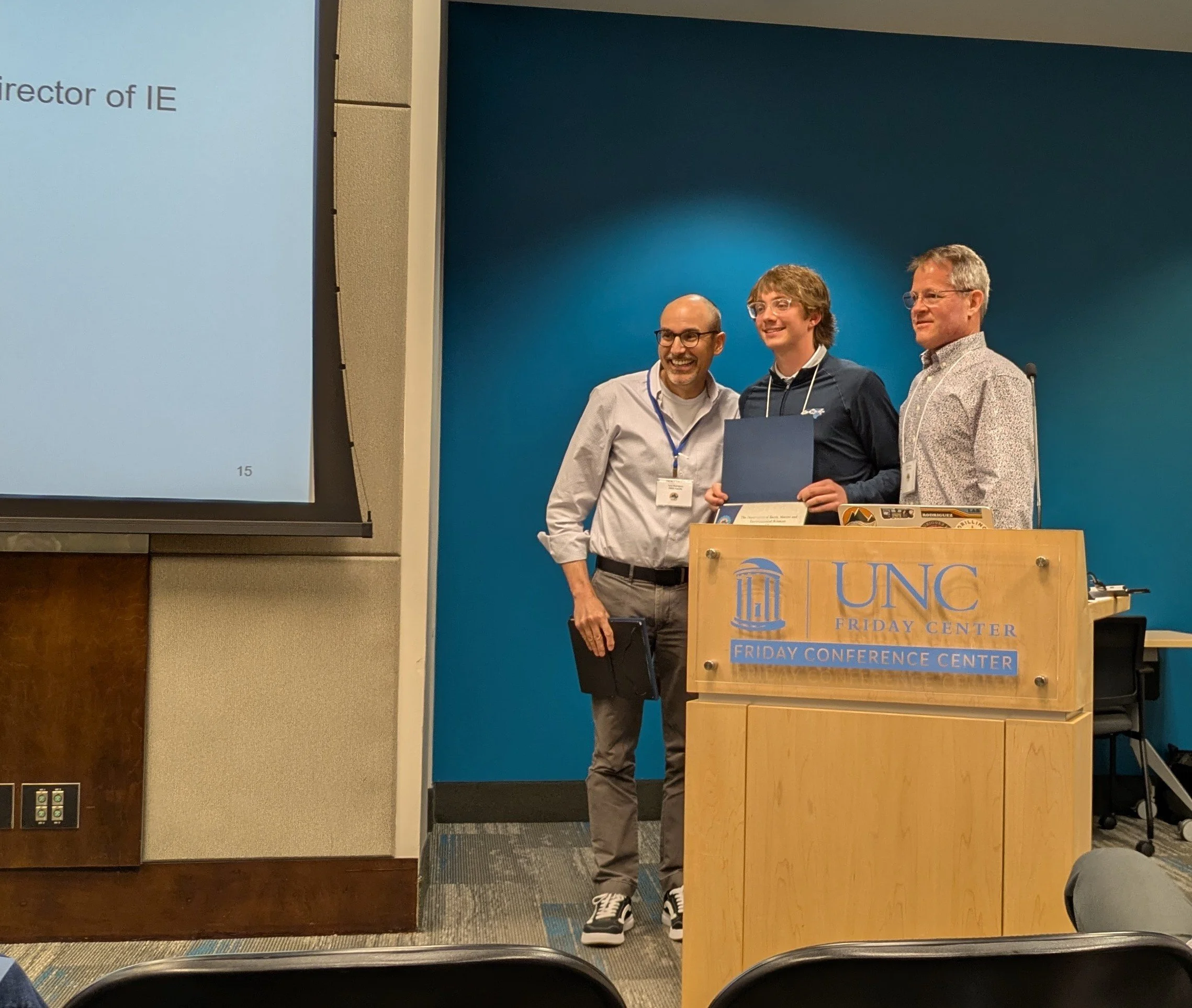 Jaxson King wins the 'Peoples Choice' and 'Hill Research' Awards at the UNC EMES student Symposium 2026