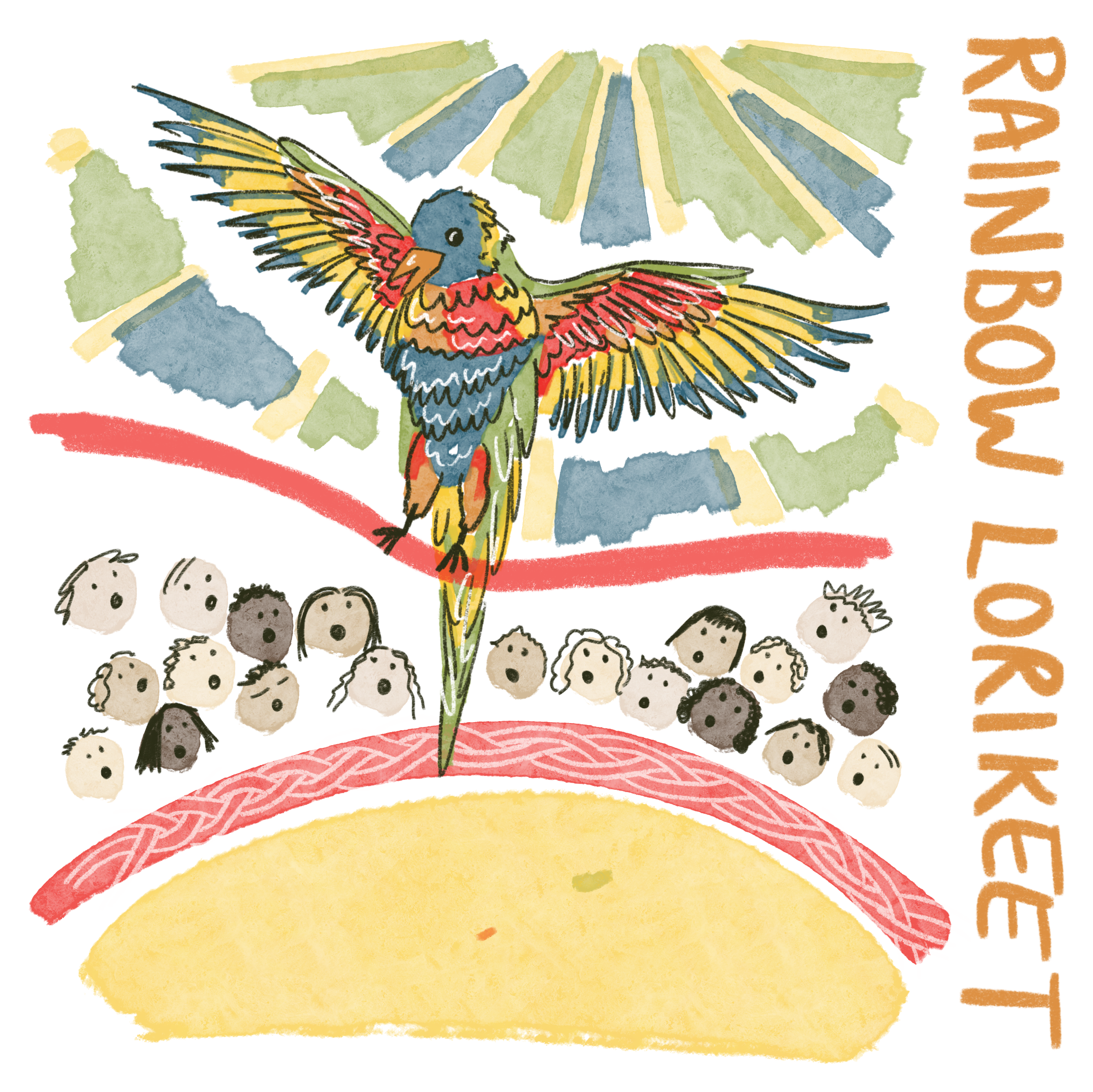 Portfolio Work by Felicity Wood  - Bird Collection - New work combining ornithology and Celtic art Rainbow Lorikeet