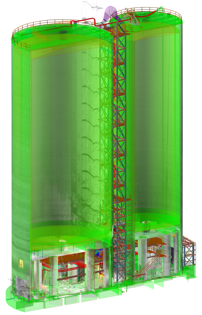 Modèle BIM 3D de silos industriels