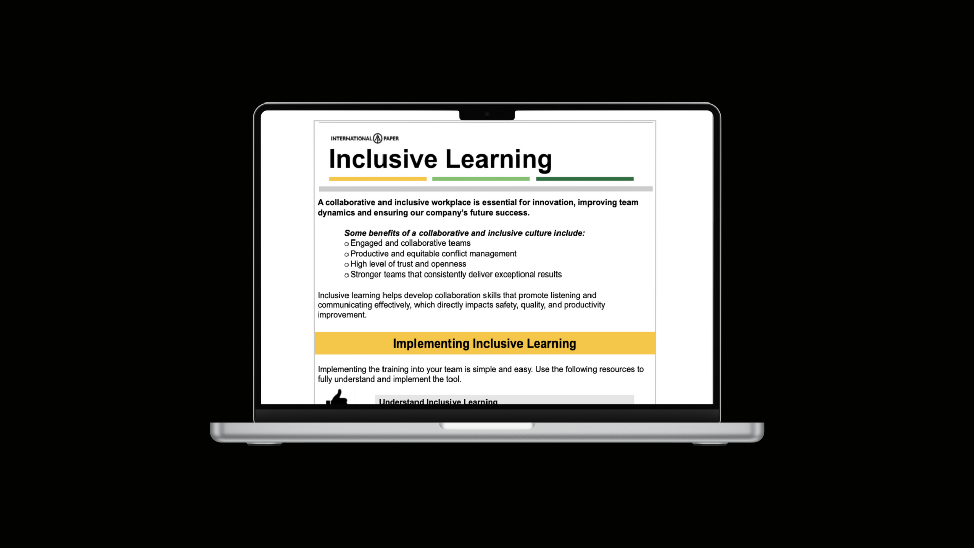 Screenshot of inclusive training toolkit