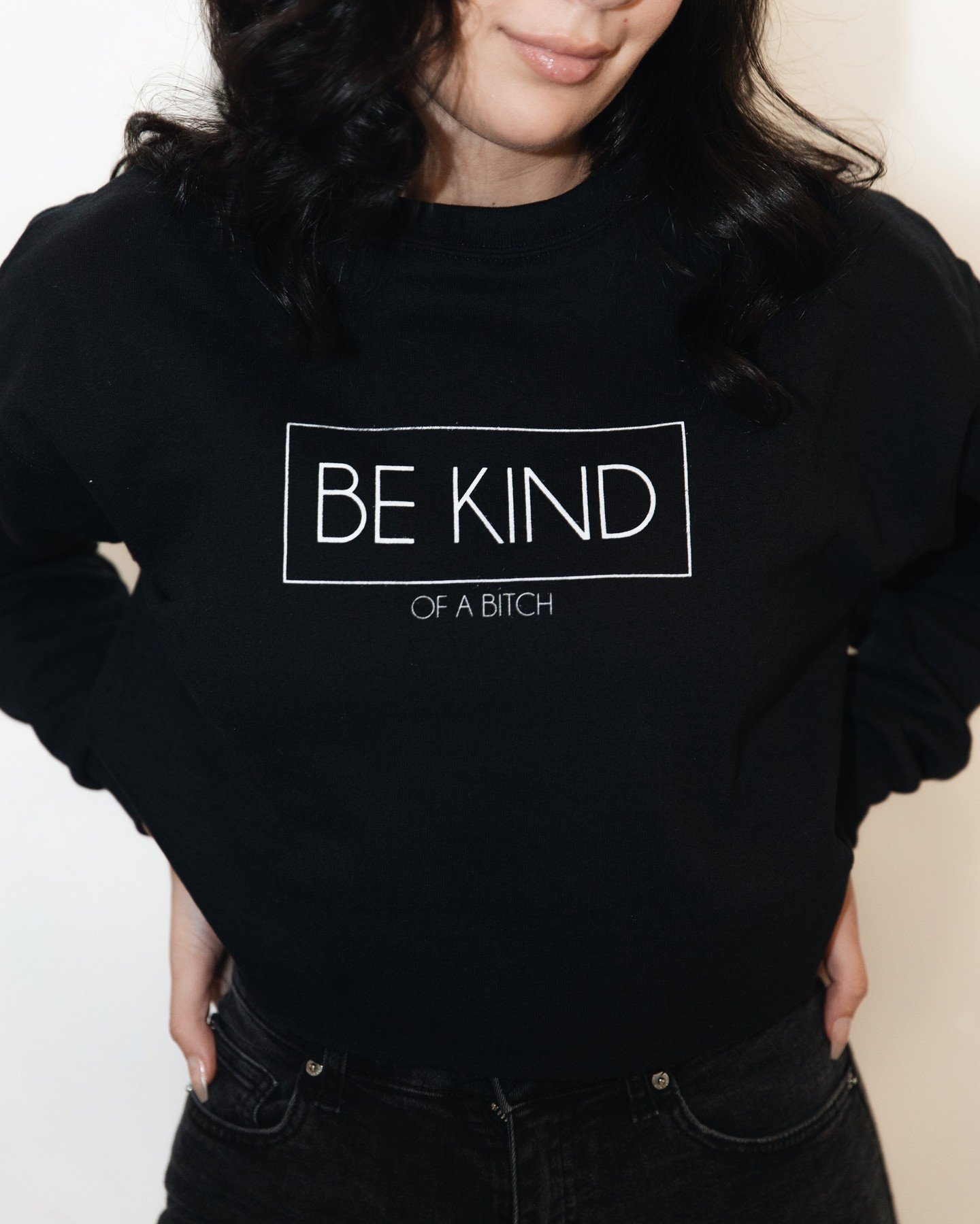 Kind&hellip; but don&rsquo;t push it.⁠
This classic black crewneck says exactly what you&rsquo;re thinking &mdash; bold white text, zero filter.⁠
⁠
Soft enough to live in.⁠
Sharp enough to make a point.⁠
⁠
Throw it on for coffee runs, couch days, or 