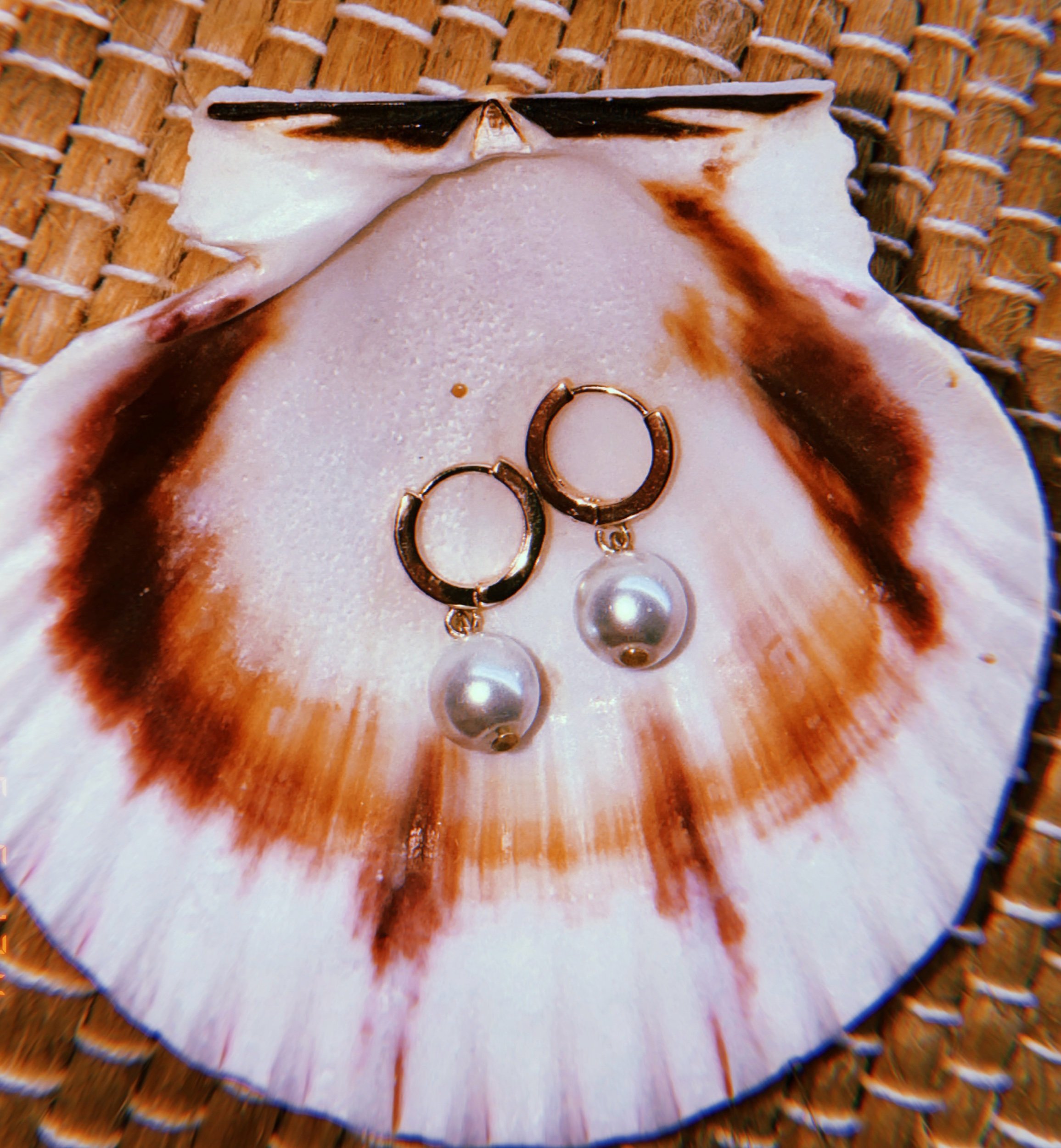 Pearl Huggie Hoops