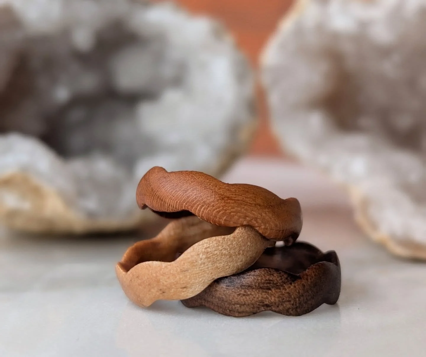 Introducing The Eighth Wave ✨ Each ring is carved from solid, Canadian hardwoods and finished with a lovely blend of orange oil and beeswax.

&bull; Our natural finish allows the wearer to truly feel the wood's smooth texture.
&bull; 100% biodegradab