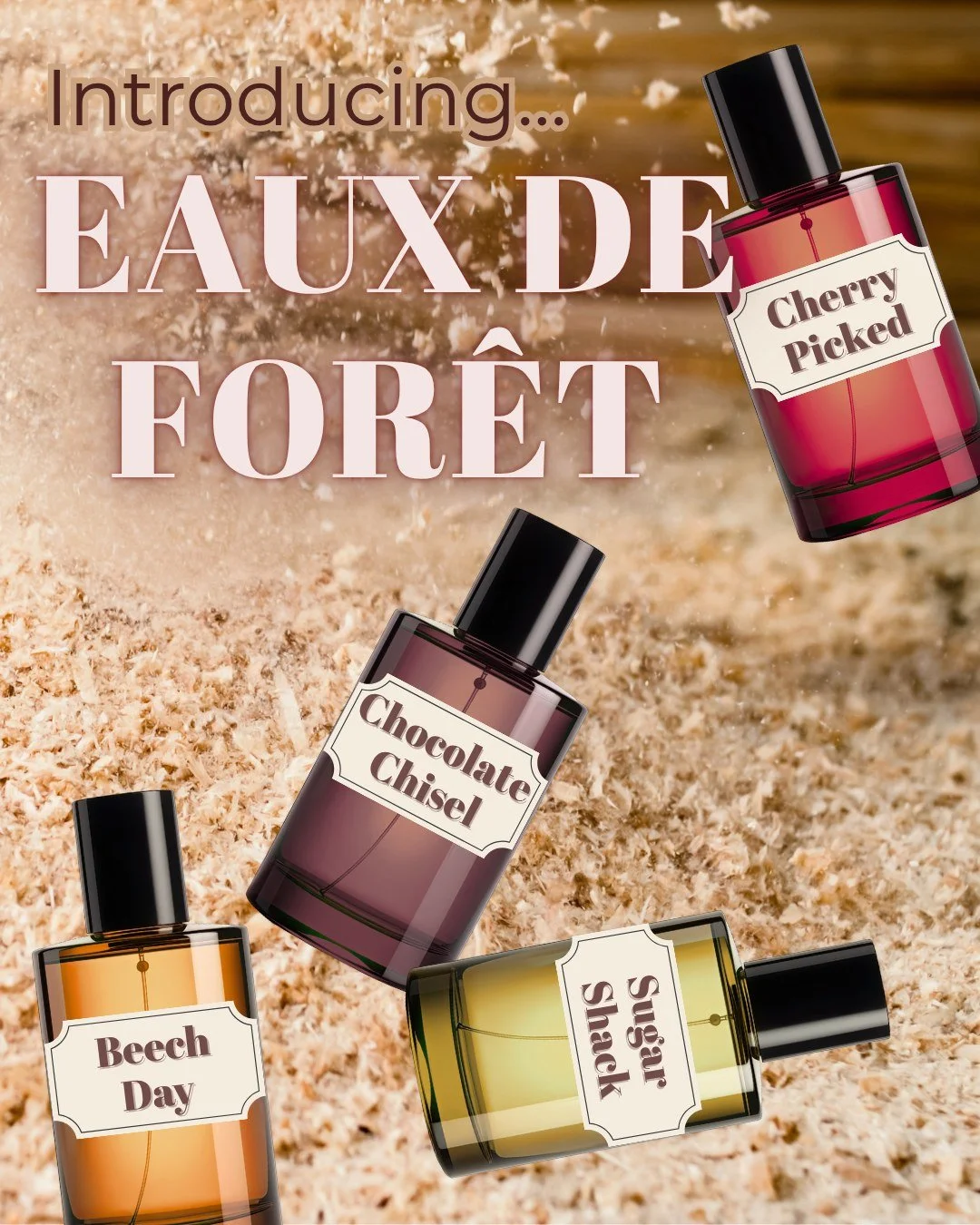 Introducing... The &lsquo;Eaux de For&ecirc;t&rsquo; Fragrance Flight ✨🌲

Visitors to our woodshop have said they wish they could bottle up the natural smell of our products&hellip;  After months of saving up our shavings from the shop floor, we're 