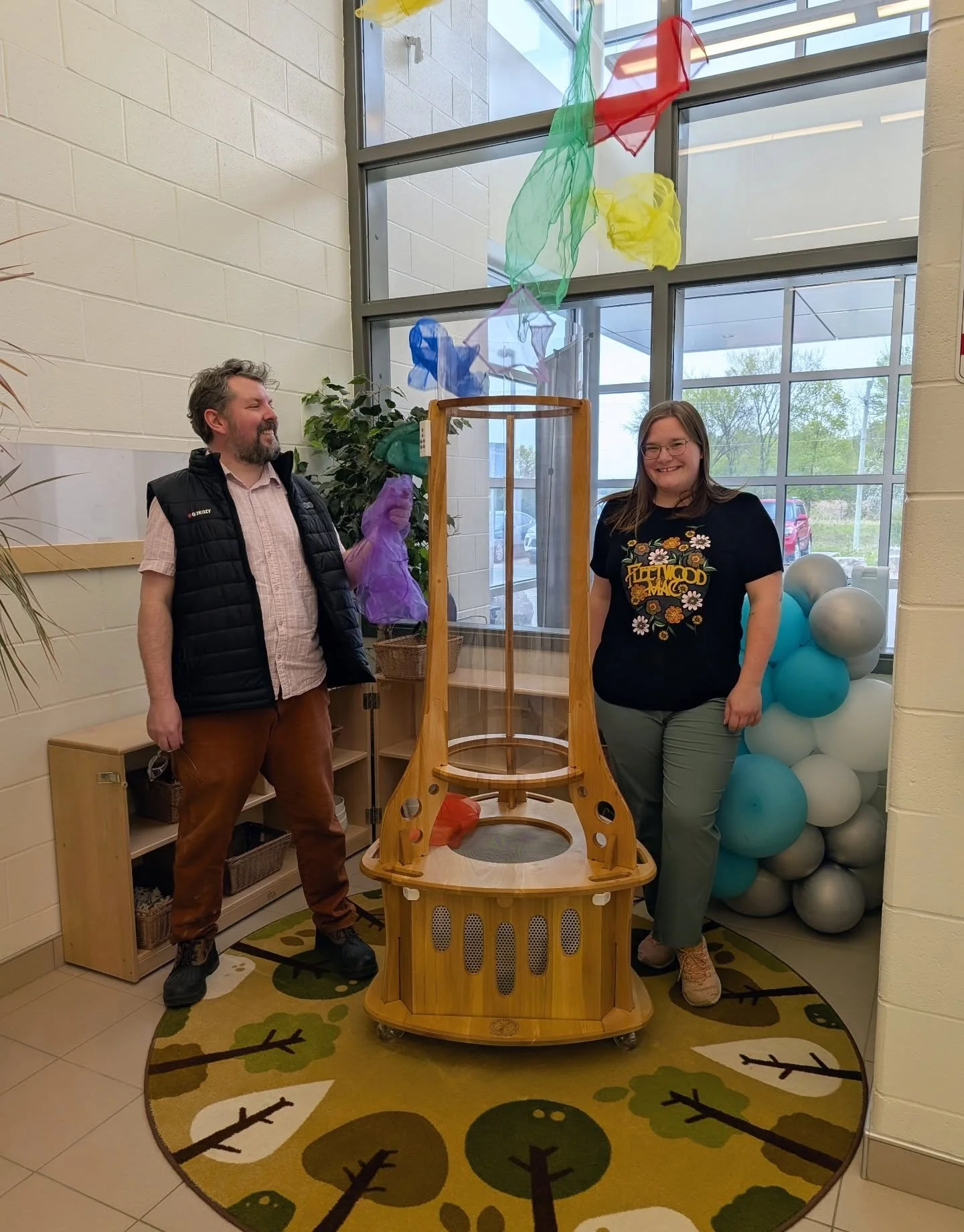Just two adults being completely mesmerized by floating scarves 🪁😂 Dereck and I visited the Jet Streamer in its new habitat and had to grab a photo with it in action 🚀 

Good news: you don't have to be in nursery school to get in on the fun. Bring