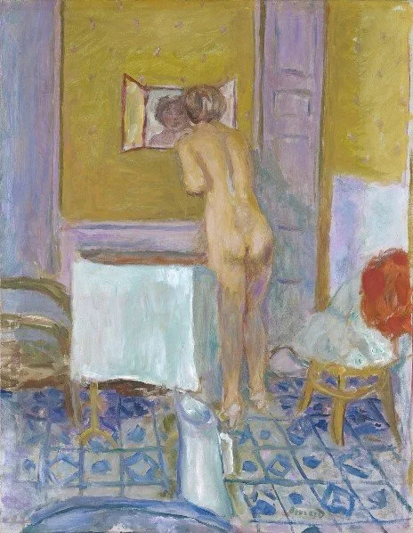 Pierre Bonnard "Nu à l'étoffe rouge (Nu à la toilette)" (1915)