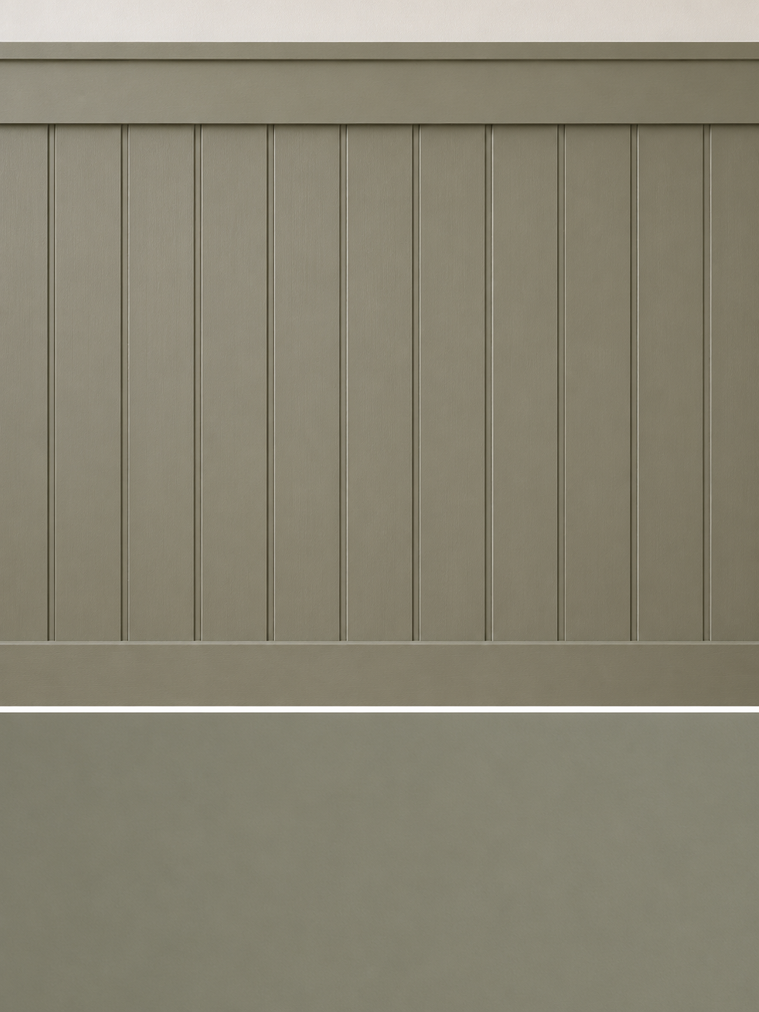 Custom sage green wainscoting adds architectural character, texture, and timeless craftsmanship to this transitional interior renovation. Featuring vertical panel detailing and clean trim profiles, the millwork creates warmth and visual depth while c