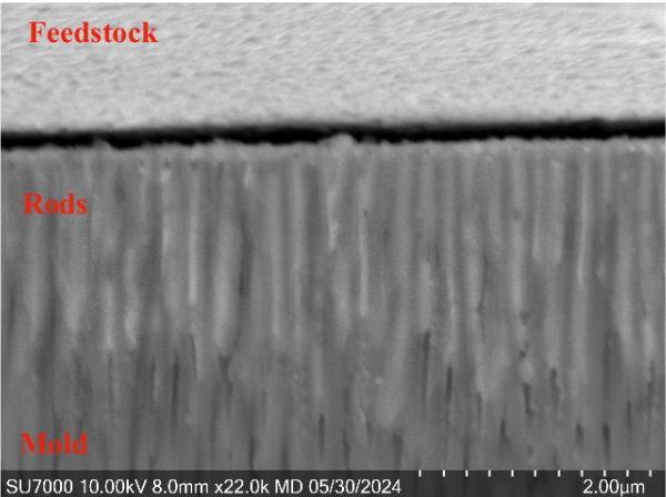 Sample Example 1: Pressed at 800C for 1 hour with a force of 4Kn onto an 80nM mold