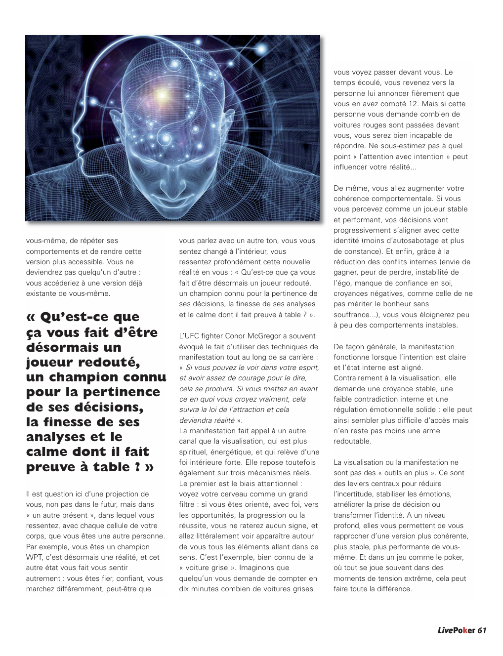 joueur proker manifestation visualisation coaching