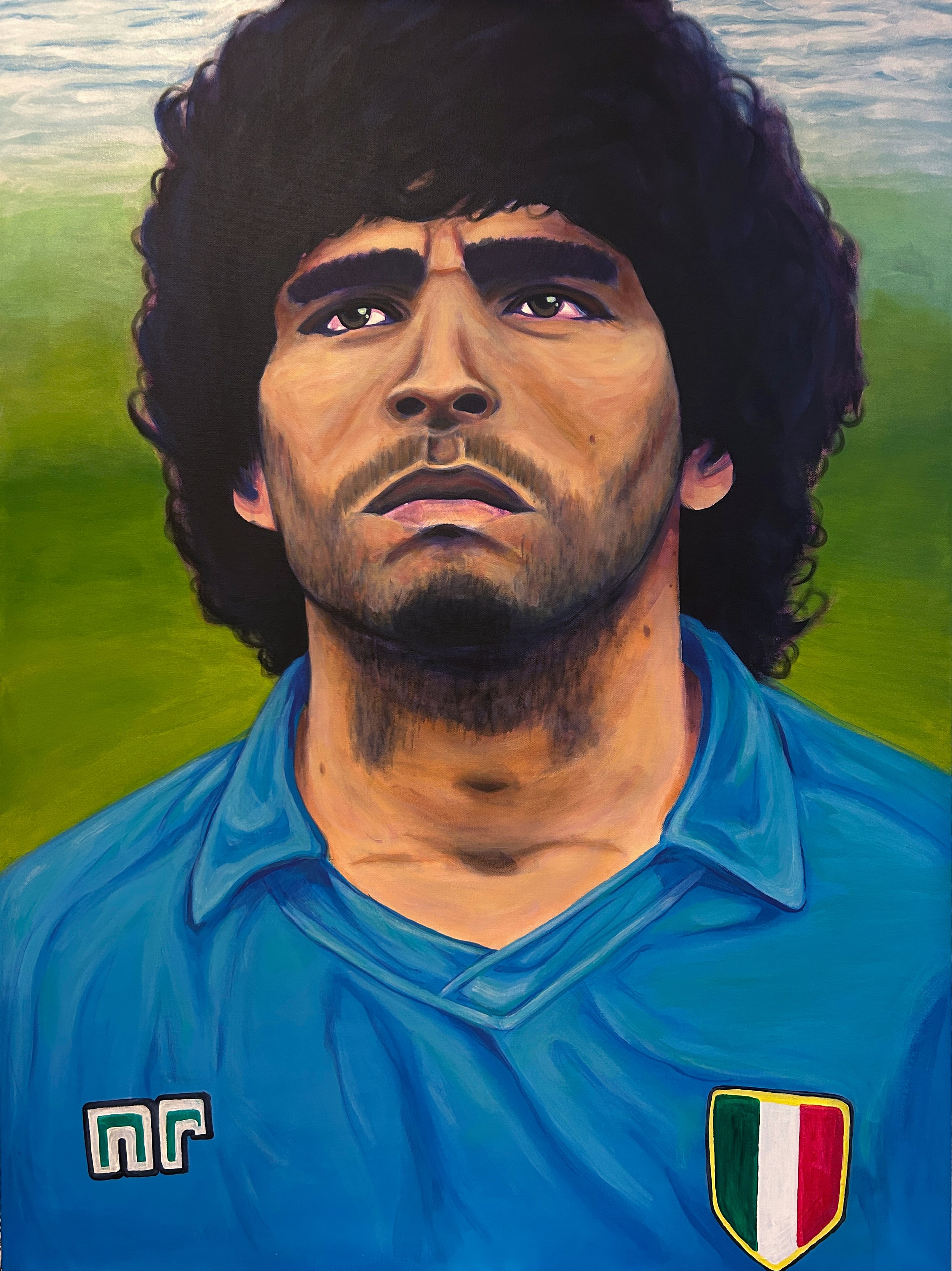 Diego Maradona, 2024, acrylic on canvas 36" x 48"