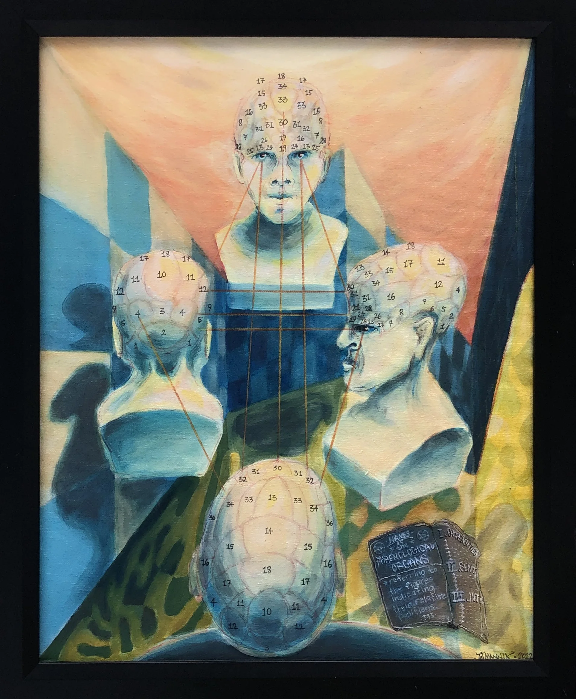 Phrenological Dream, 2023, acrylic on canvas 16" x 20"