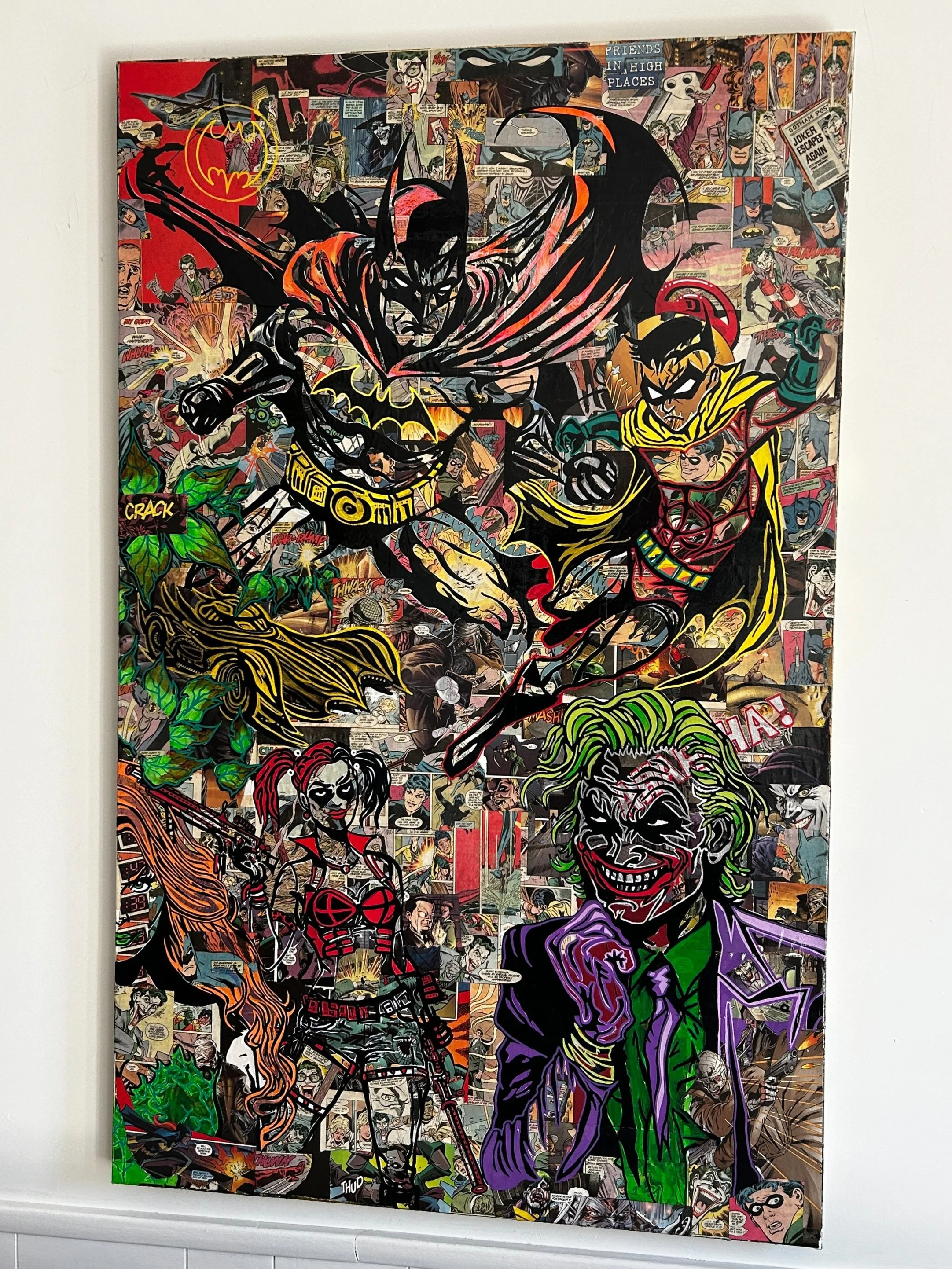 Gotham, 2024, mixed media on canvas 30" x 48"