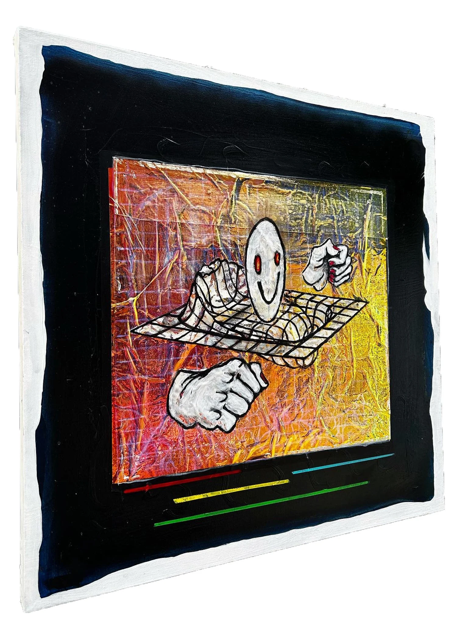 Warp Field Driver, acrylic and dichroic film on canvas 24" x 24"