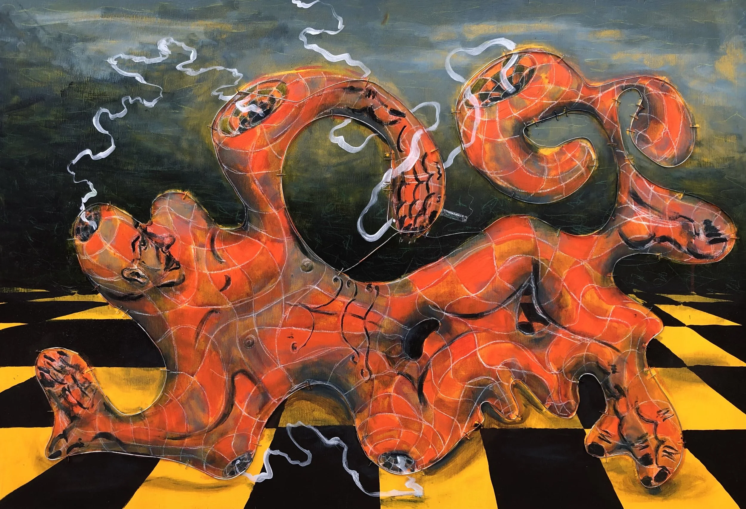 The Smoker, acrylic on wood 30" x 40"