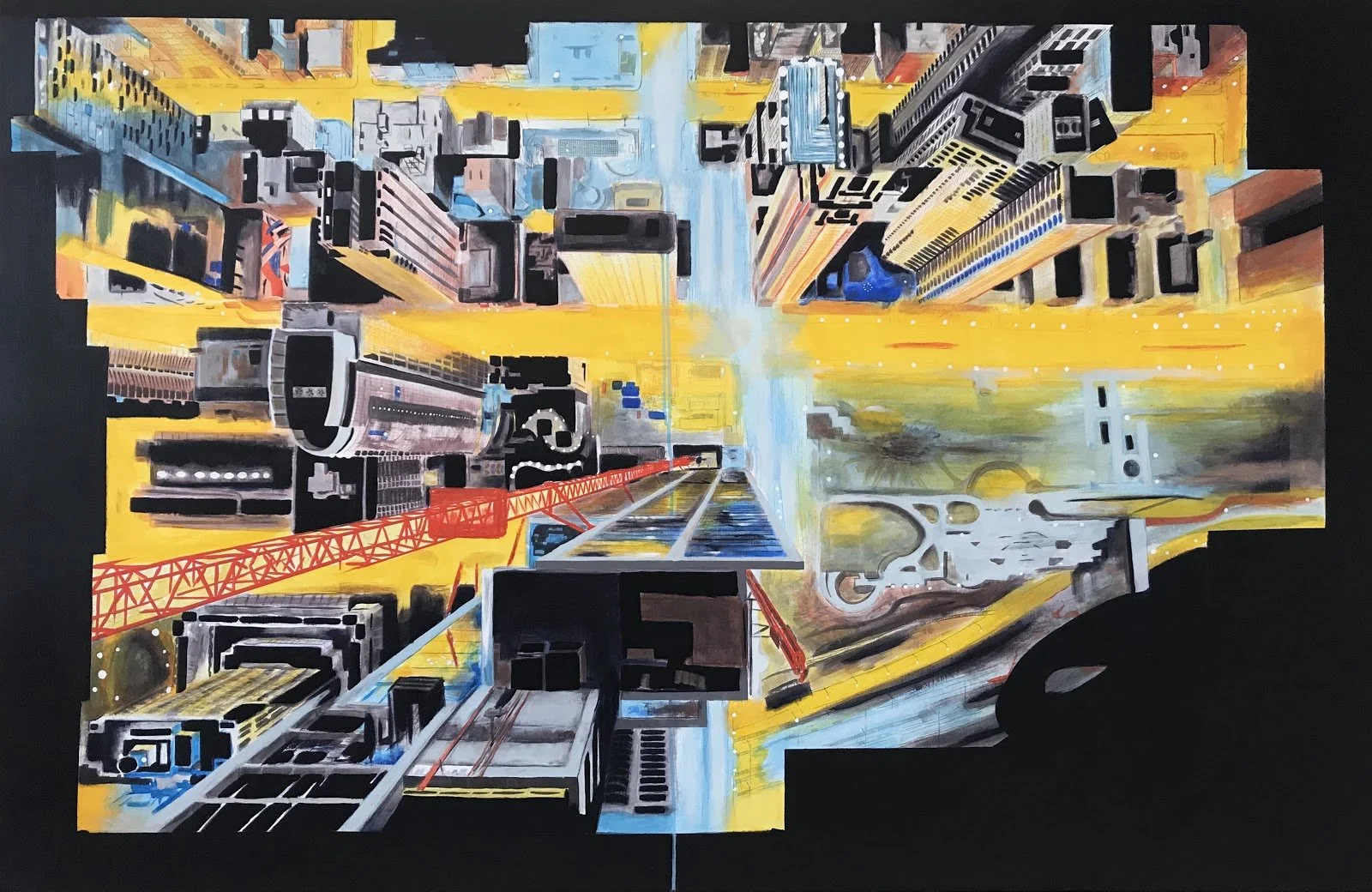 Chicago Look-Down, 2019, acrylic on canvas 48" x 72" 