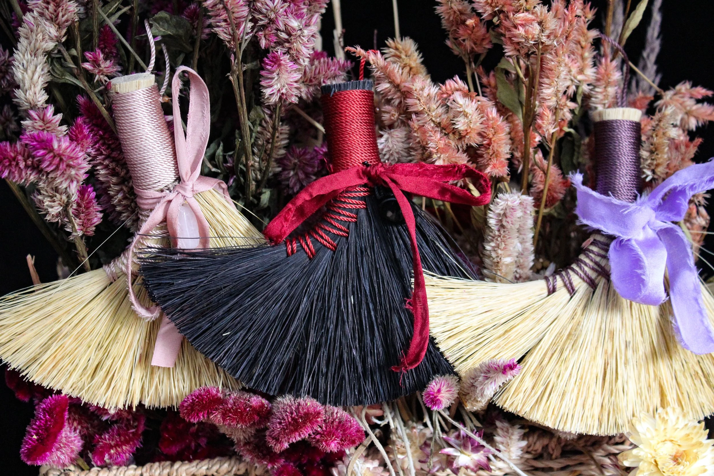 Crystal Adorned Mini Altar Brooms