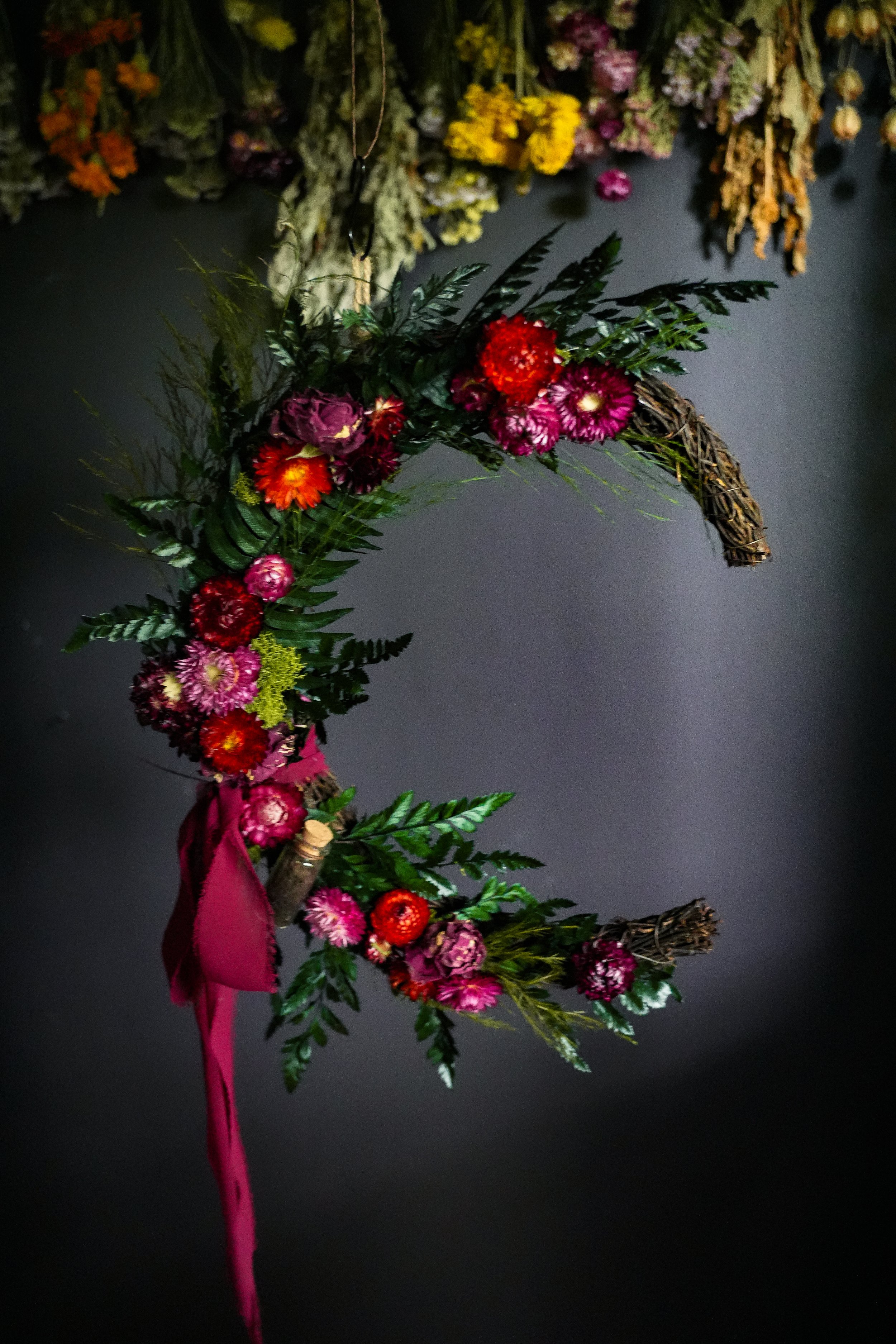 The Rosebush Crescent Moon Wreath