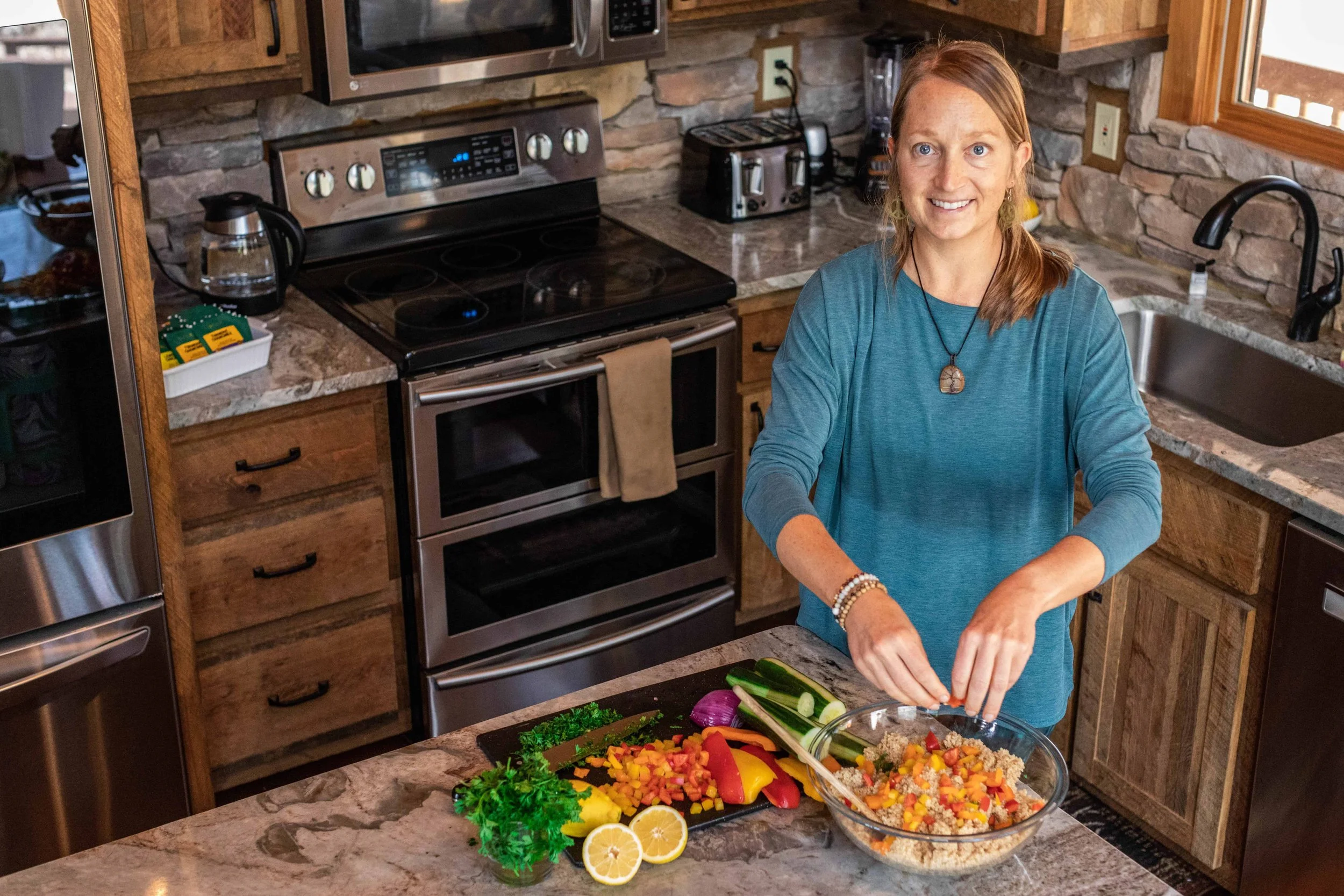 Holistic retreat catering chef preparing meals for yoga and wellness retreats