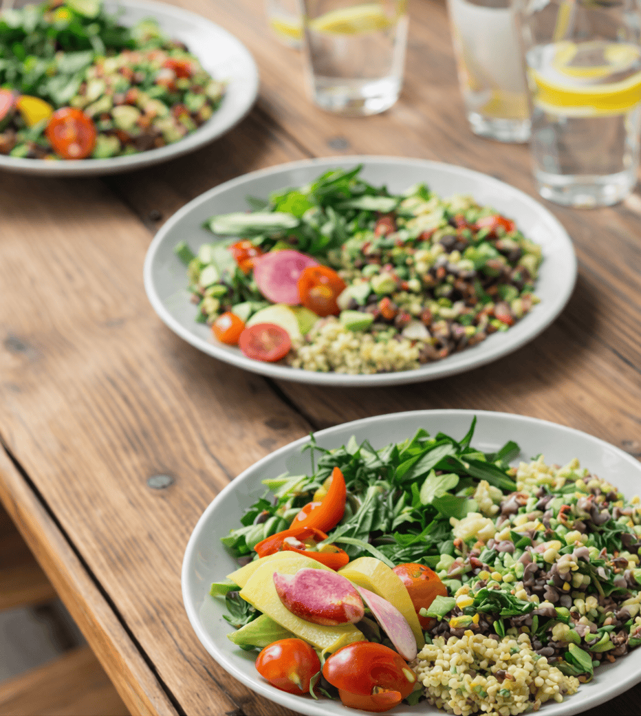 Sample retreat catering menu with plant-forward dishes for group retreats