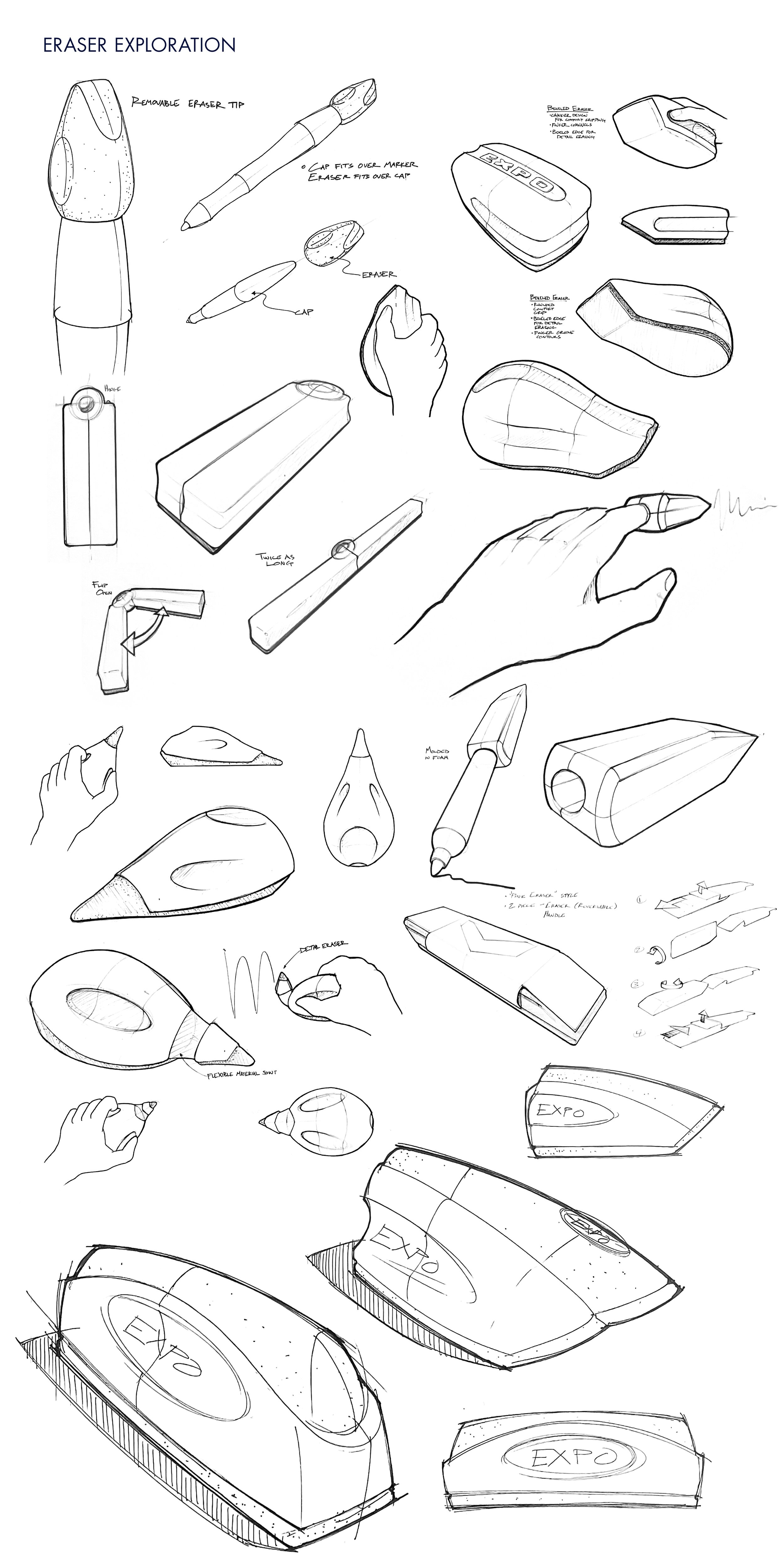 Improved erasers were a key focus for Sanford, as this was a primary accessory for the markers themselves.