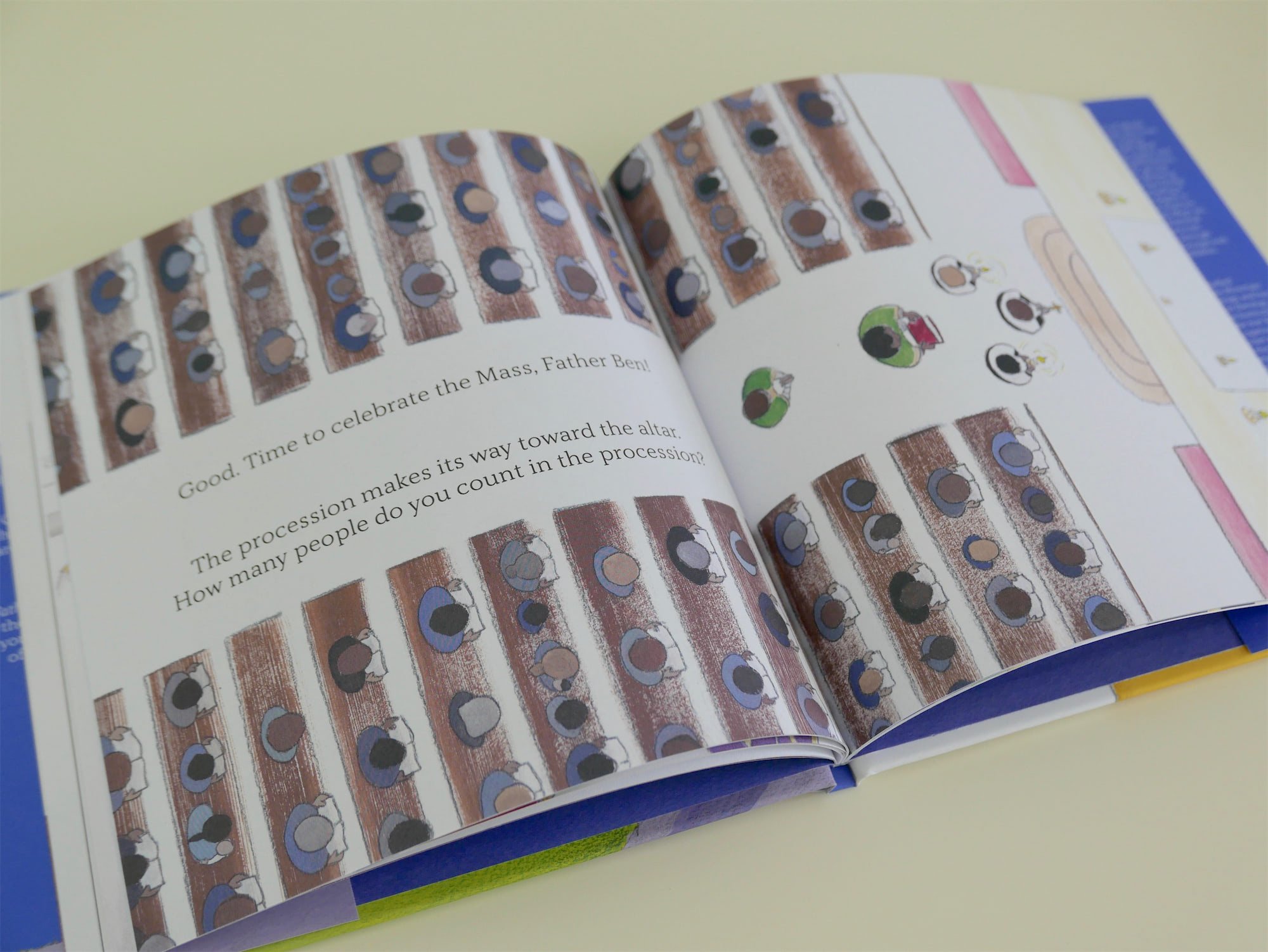 Fr Ben Gets Ready for Mass Catholic picture book interior illustration by Meg Whalen