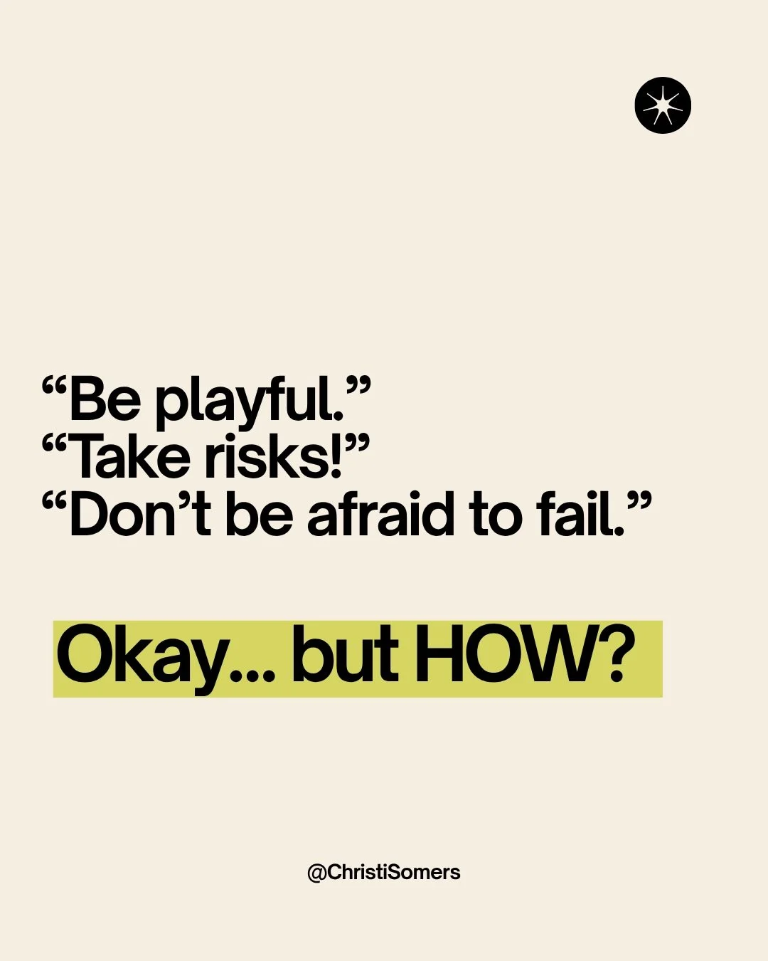 I&rsquo;ve been experimenting with ways to make play a practice instead of an instruction. Small, concrete ways to create more room between making a choice &amp; deciding whether that choice was &ldquo;good.&rdquo; 

I don&rsquo;t think we can comman