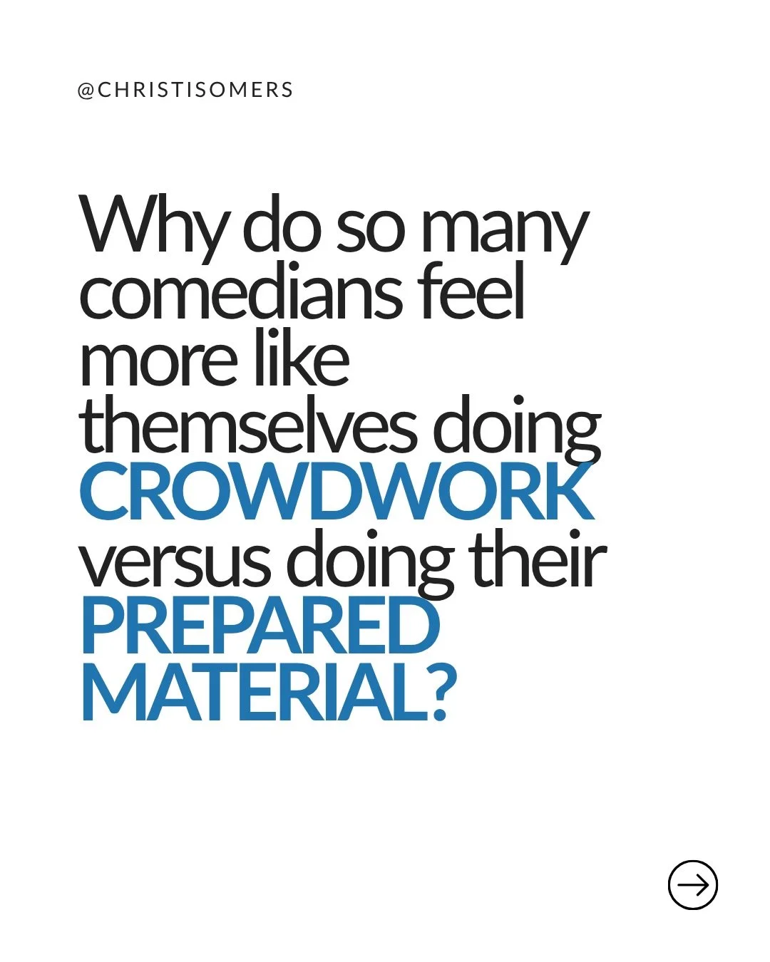 I keep hearing this from students: &ldquo;I feel more like myself doing crowdwork.&rdquo;

I don&rsquo;t think crowdwork is inherently more authentic. I think it naturally creates conditions for PRESENCE that we sometimes lose when material becomes f
