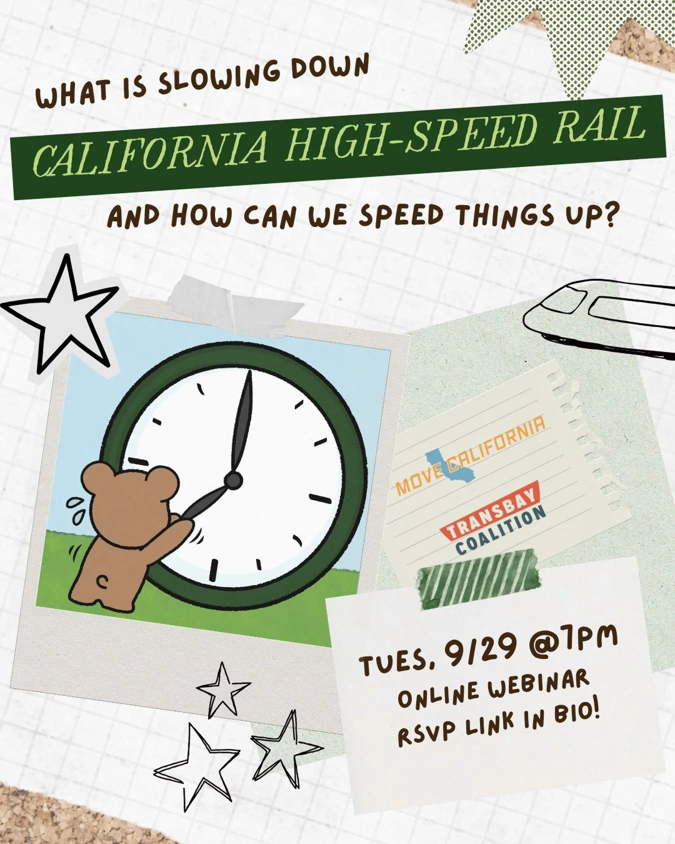 What IS slowing high-speed rail down, and how can we speed it up 🏃&zwj;♀️🏃&zwj;♀️🏃&zwj;♀️

Join us next Tuesday, September 29th at 7pm for a webinar to learn more about America&rsquo;s largest infrastructure project, what&rsquo;s slowing it down, 
