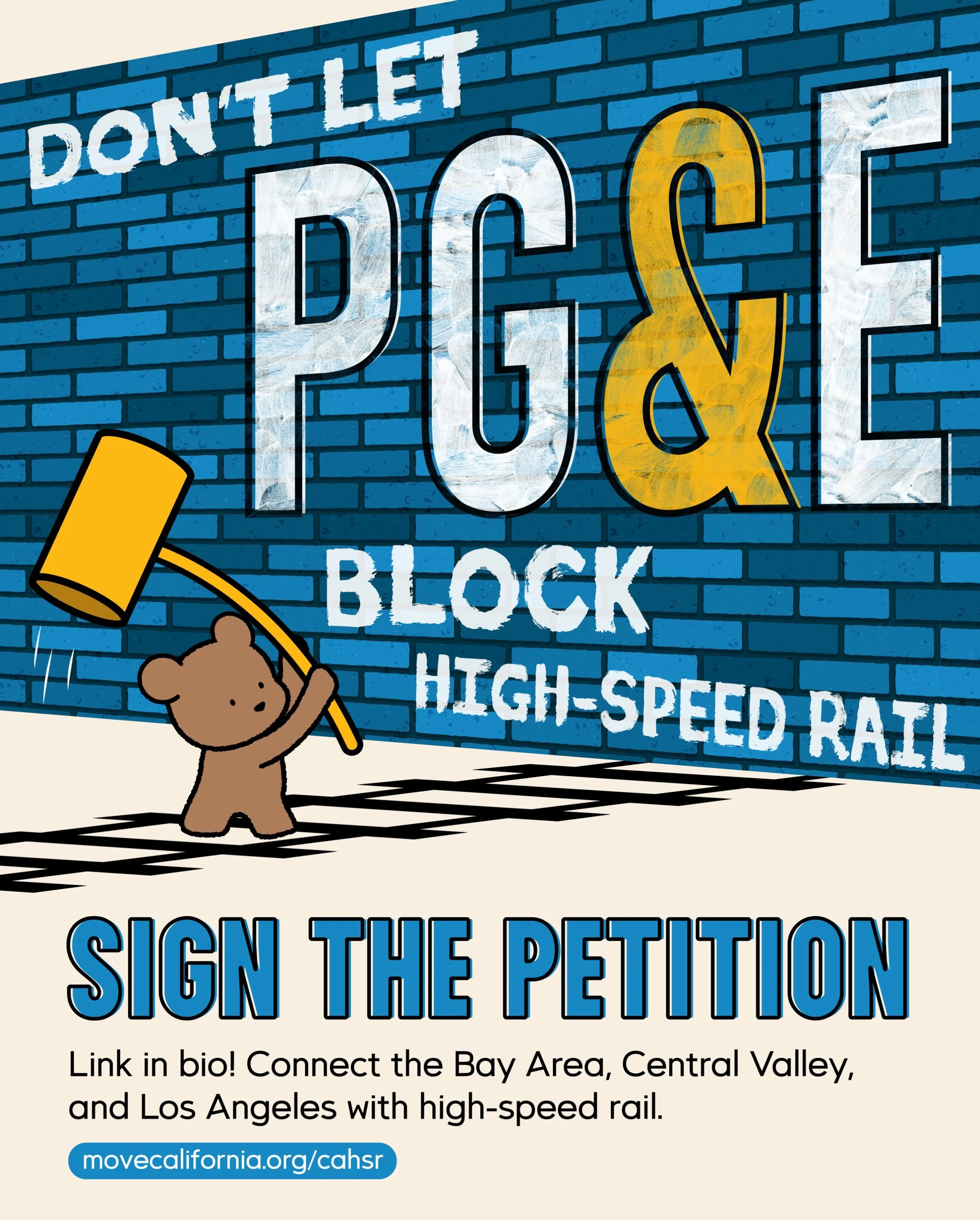 Don&rsquo;t let PG&amp;E block California high-speed rail!!!! 🙅&zwj;♀️🙅🙅&zwj;♂️ Sign the petition today, link in bio. 

PG&amp;E has delayed the high-speed rail project by years and raised costs significantly because the utility has lots of equipm