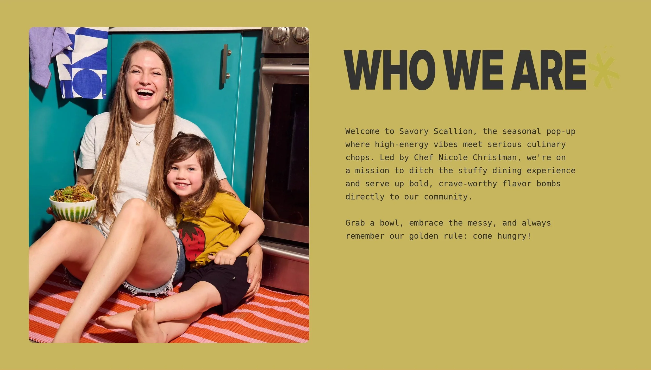 About section of the Savory Scallion website